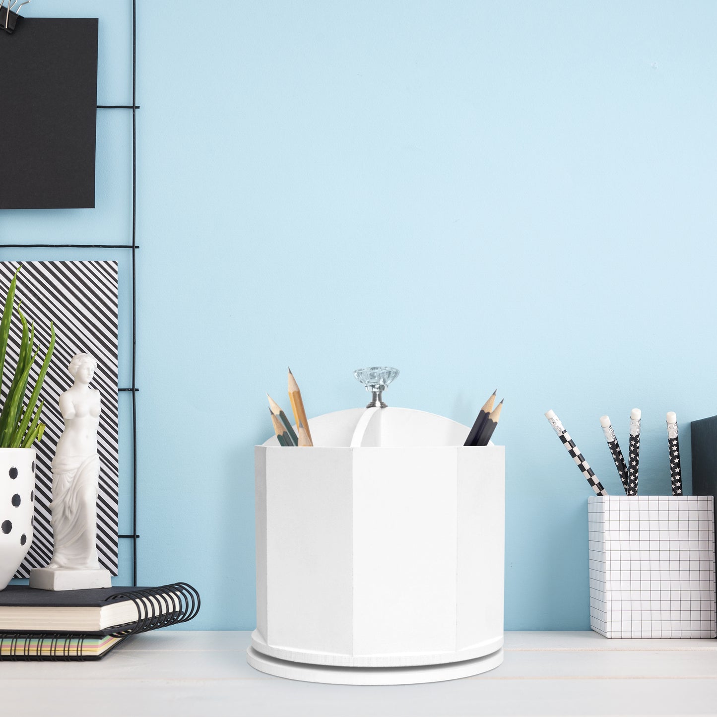 Swiveling Stationery Organizer – White
