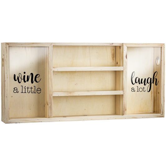 Wall Mounted Wooden Wine Rack & Cork Holder (16” x 34.5”)