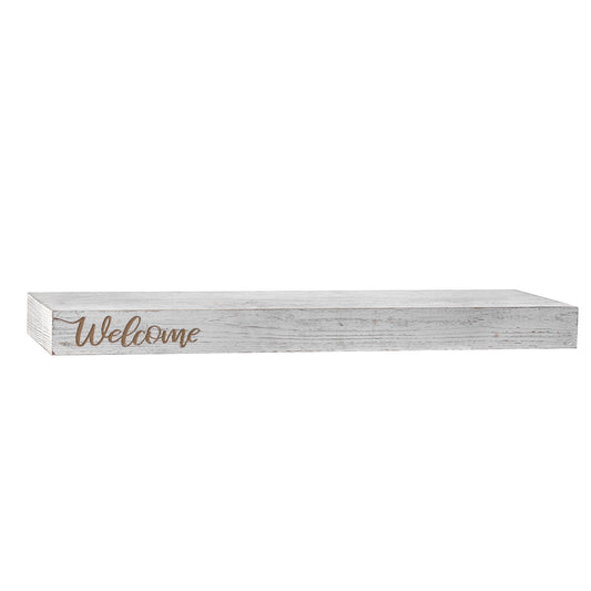 Floating Wall Shelf with “Welcome” Text Engraving