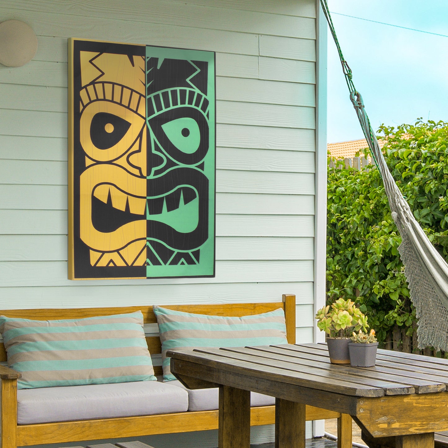 Tiki Mask Outdoor Canvas Art Print - 24x36