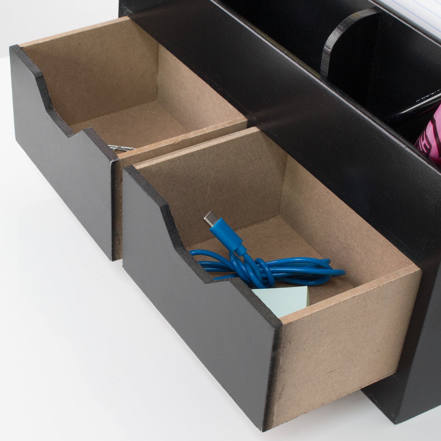 Space Saving Desk Organizer with USB Port - Black