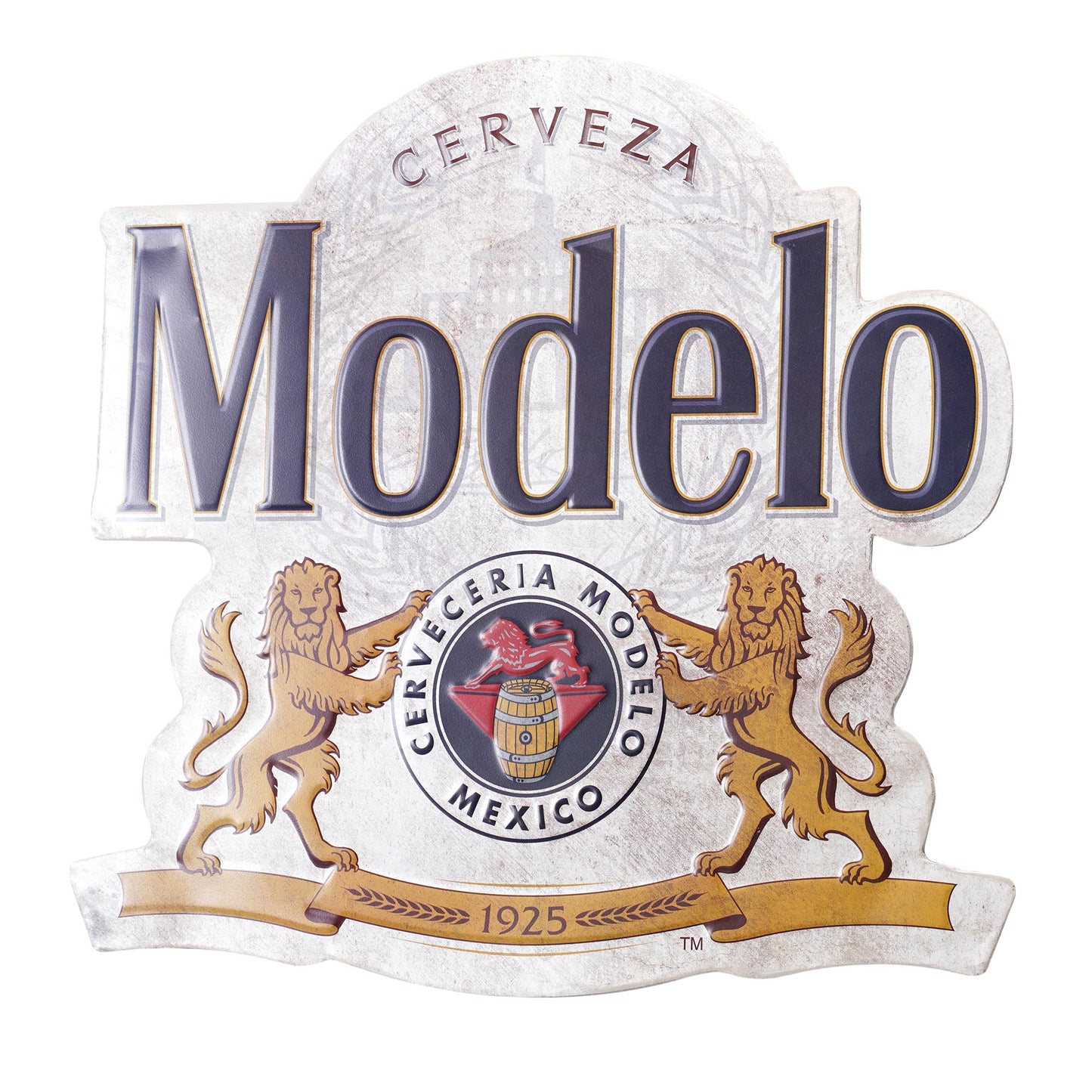 Modelo Cerveza Beer Embossed Shaped Metal Sign - 15.4" x 15.75"