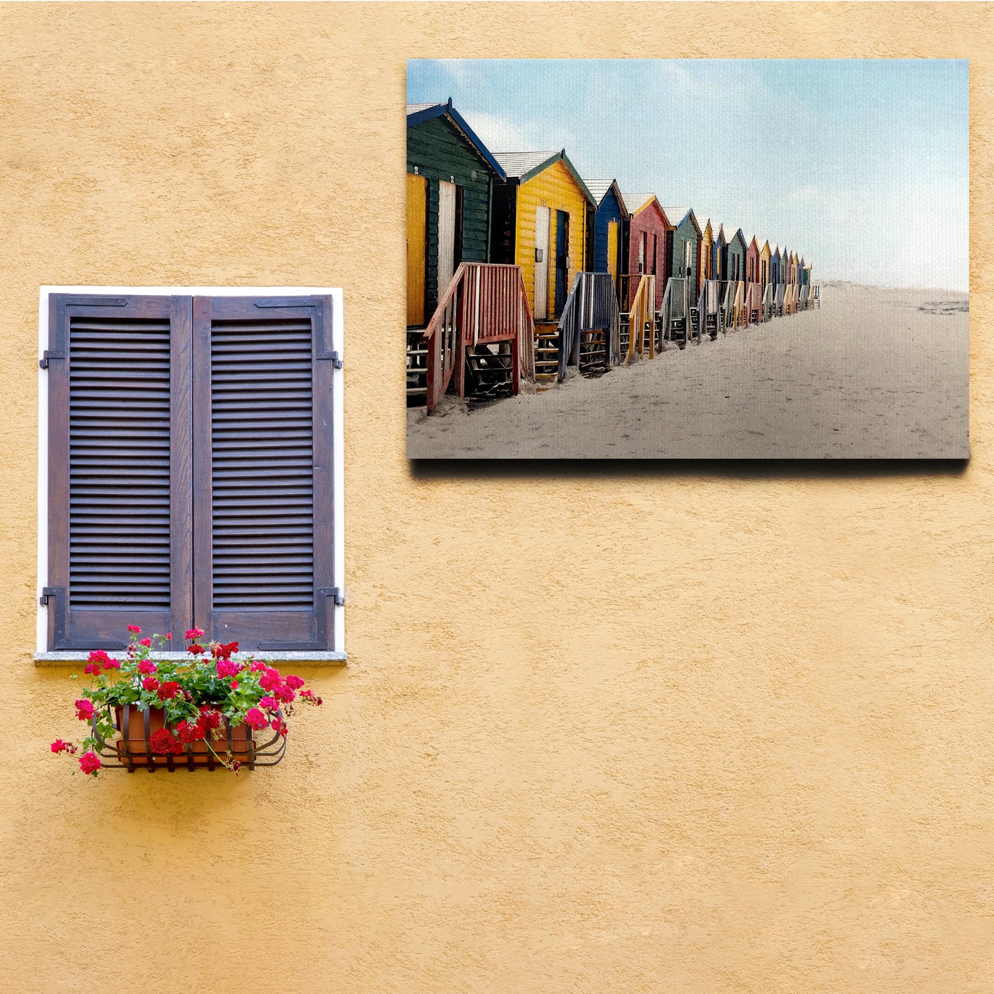Coastal Cabanas Outdoor Canvas Art Decor Print - 28x40
