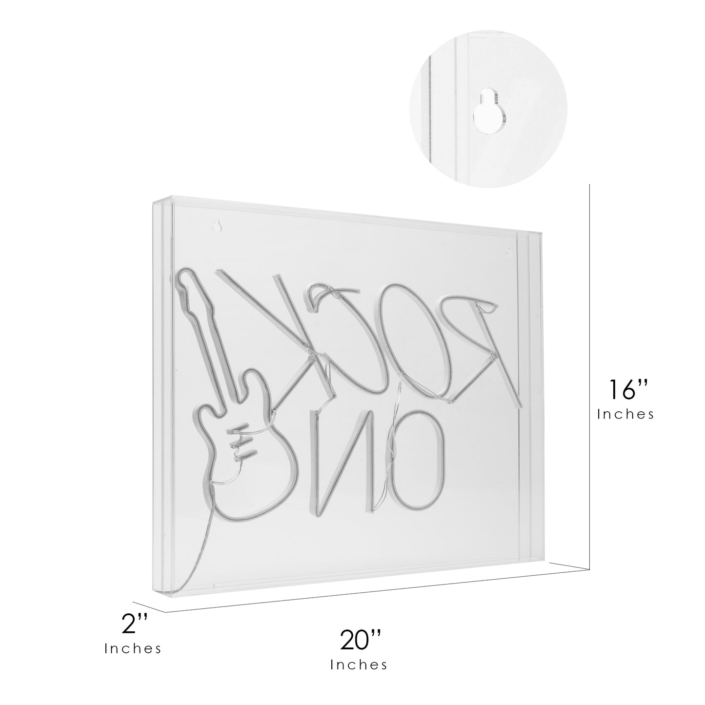 Rock On Guitar Neon Acrylic Box LED Sign
