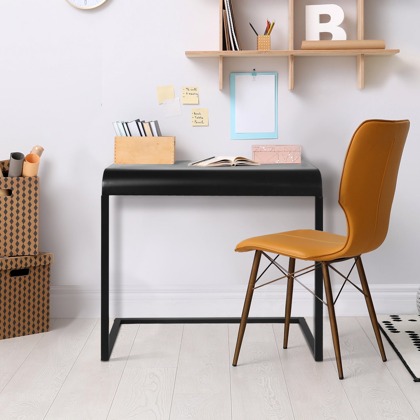 Black Portable, & Compact C-Shaped Desk