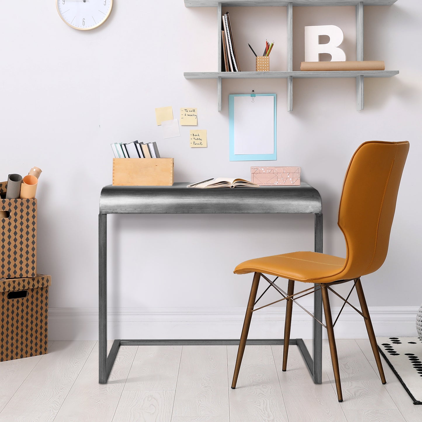 Silver Portable, & Compact C-Shaped Desk