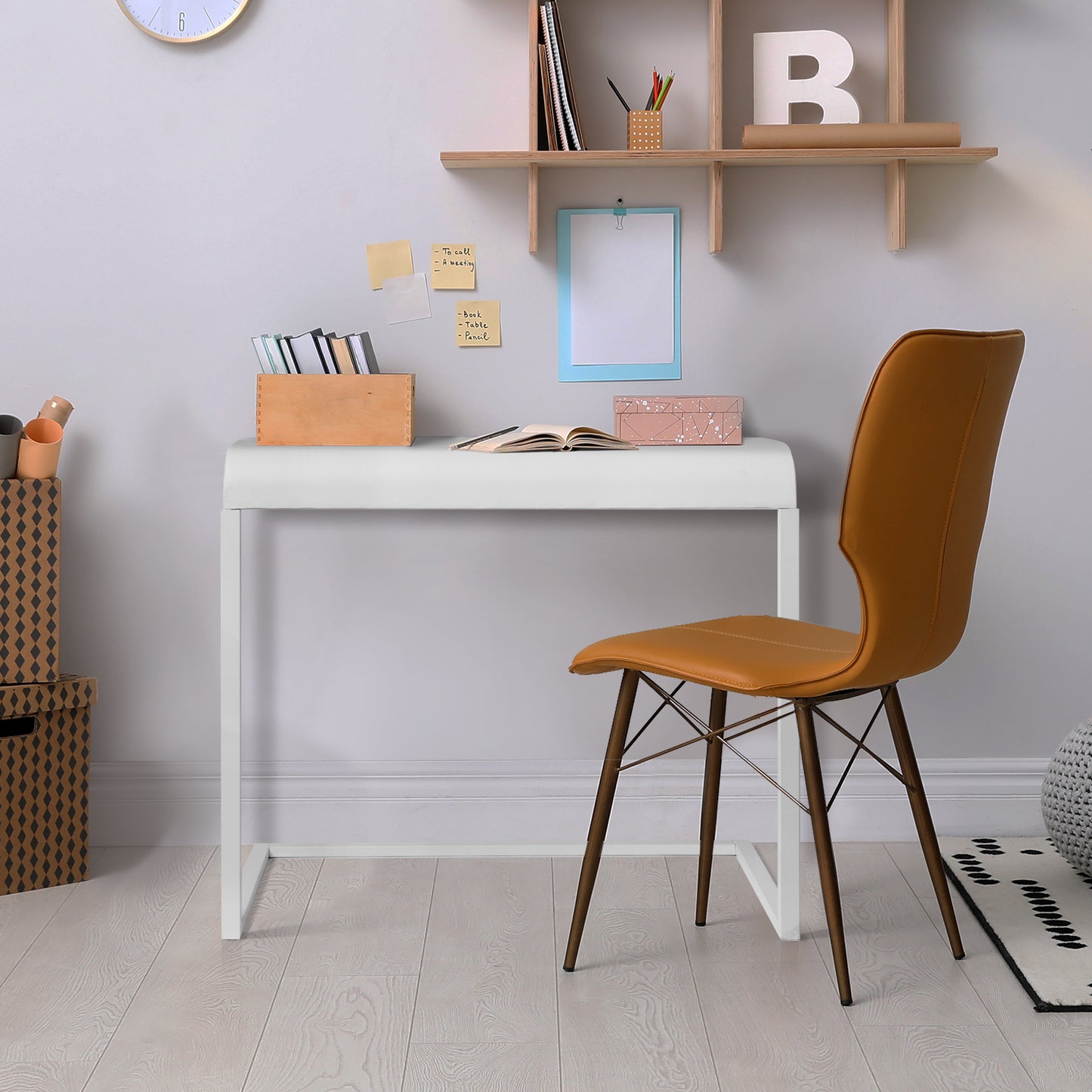 White Portable & Compact C-Shaped Desk