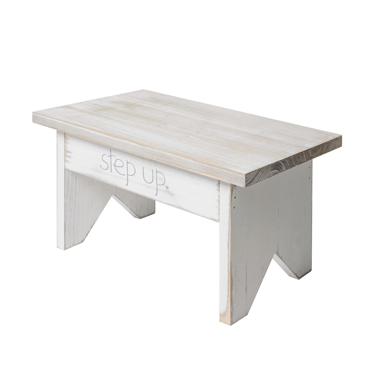 Addie Joy Step Up Decorative Wooden Stool - Grey/White Wash