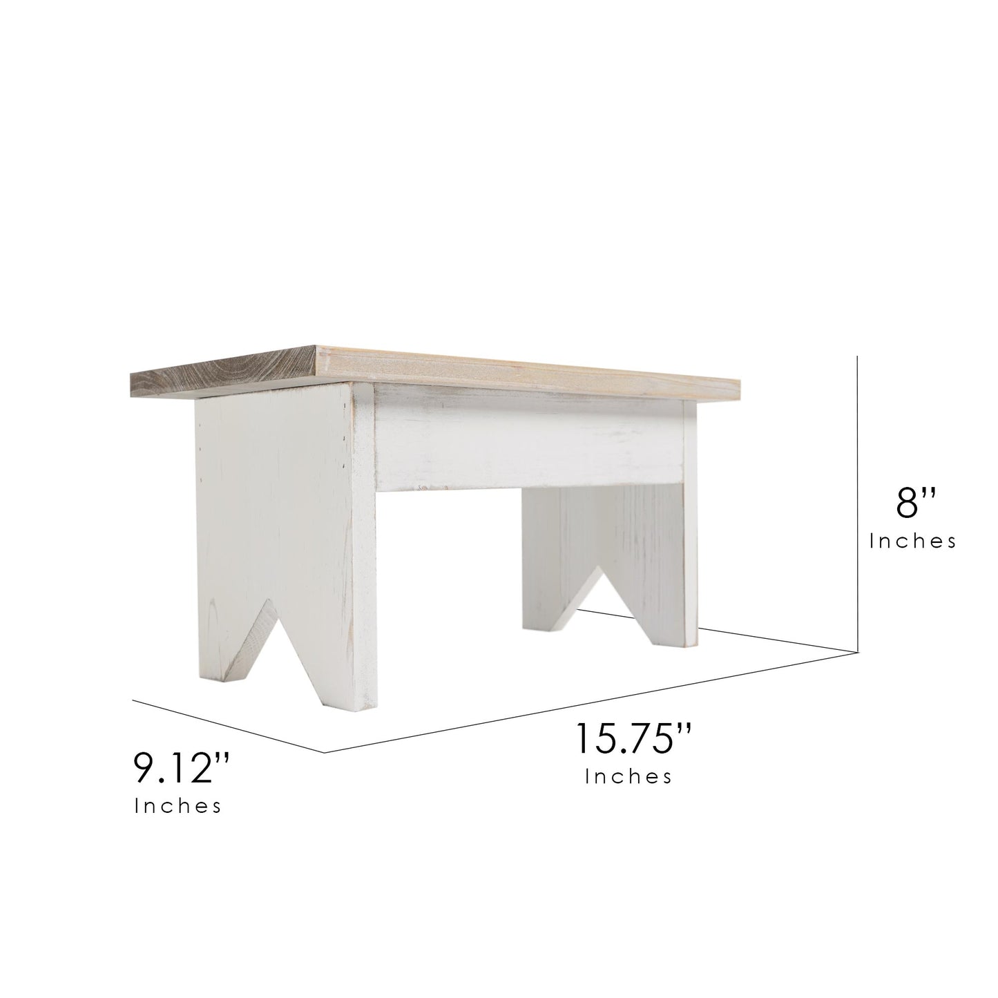 Addie Joy Step Up Decorative Wooden Stool - Grey/White Wash