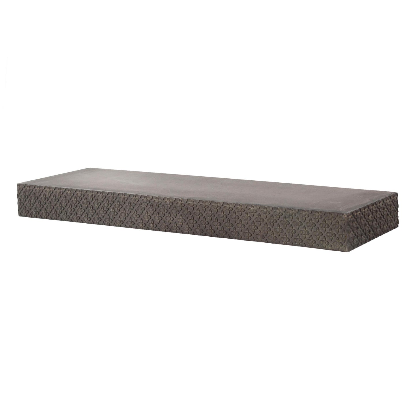 Large Rustic Embossed Wood Floating Wall Shelf - Black