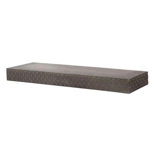 Large Rustic Embossed Wood Floating Wall Shelf - Black
