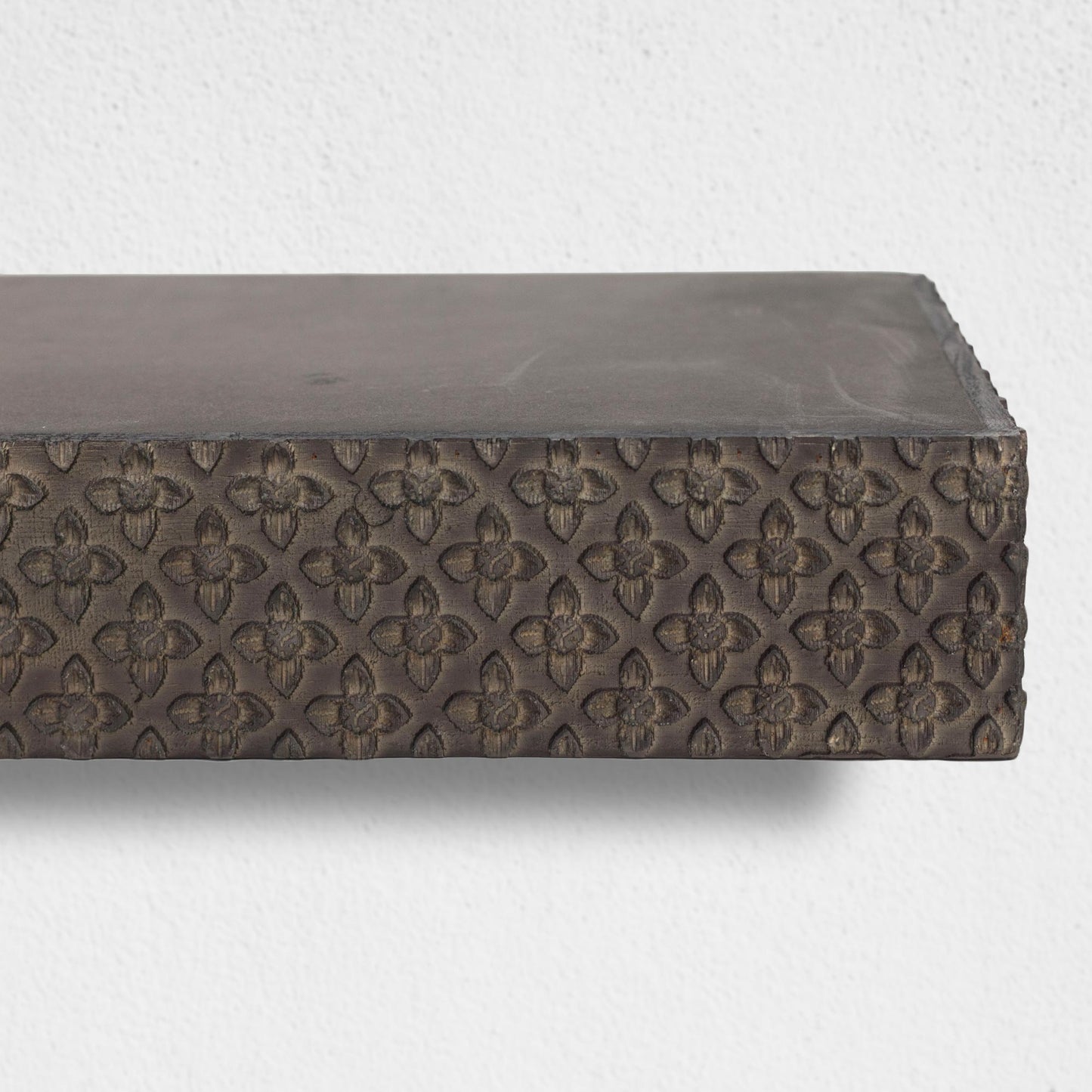 Large Rustic Embossed Wood Floating Wall Shelf - Black