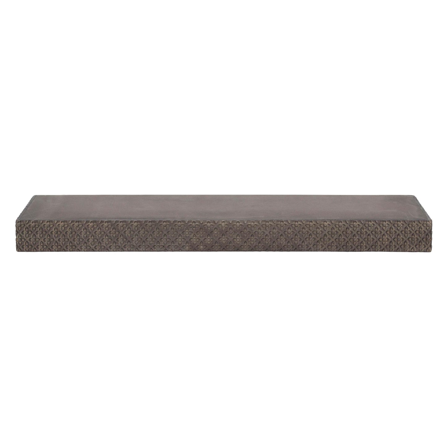 Large Rustic Embossed Wood Floating Wall Shelf - Black