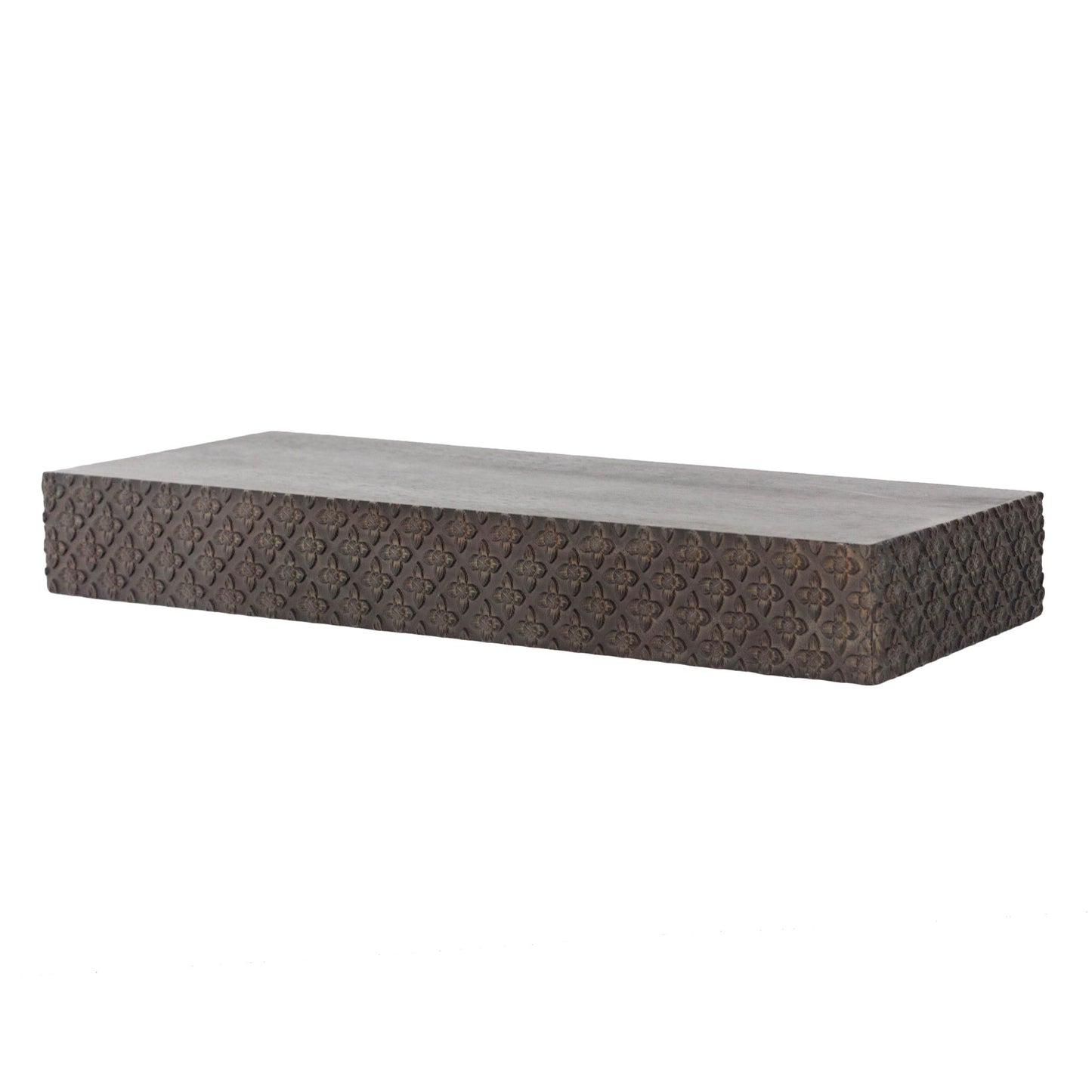 Small Rustic Embossed Wood Floating Wall Shelf - Black