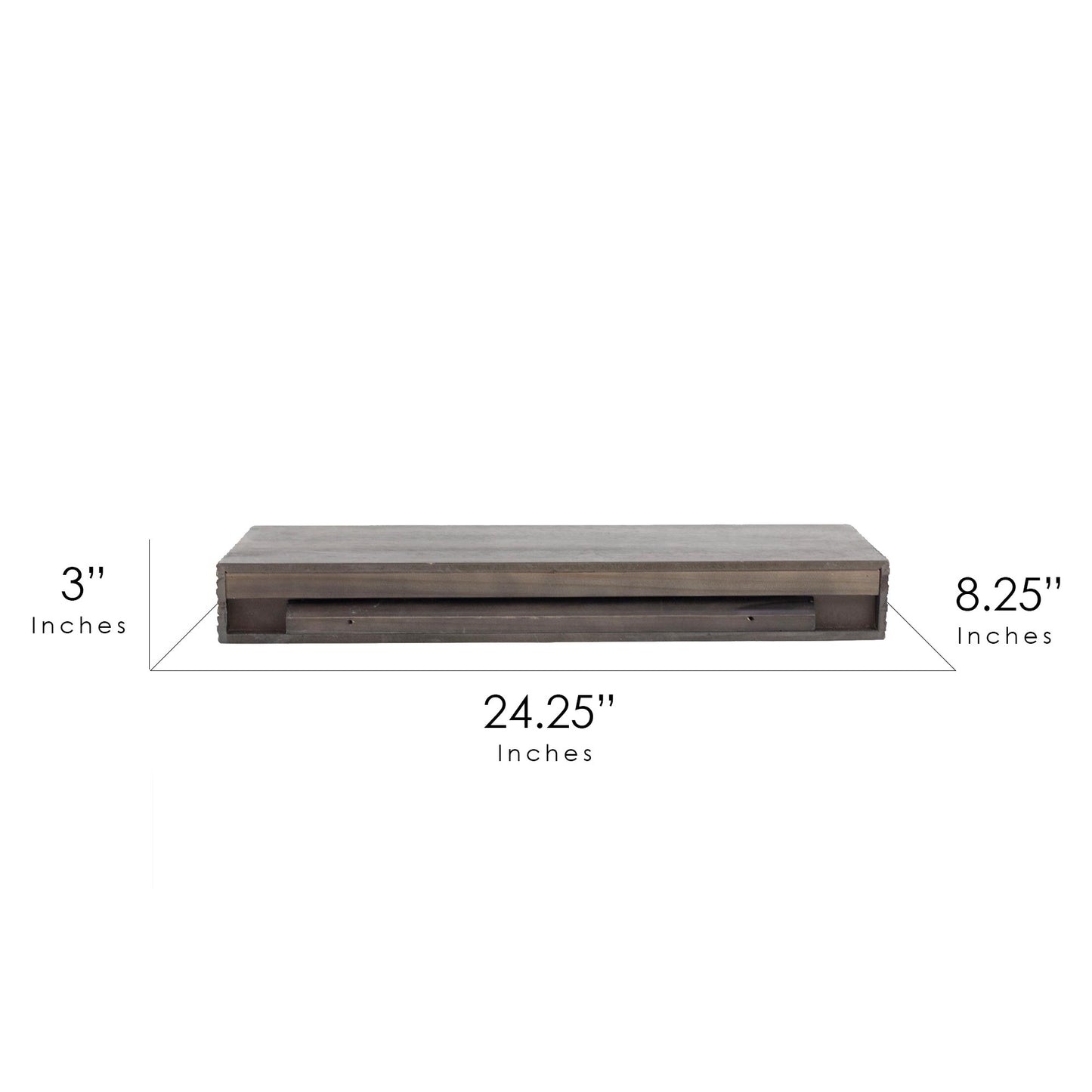 Small Rustic Embossed Wood Floating Wall Shelf - Black