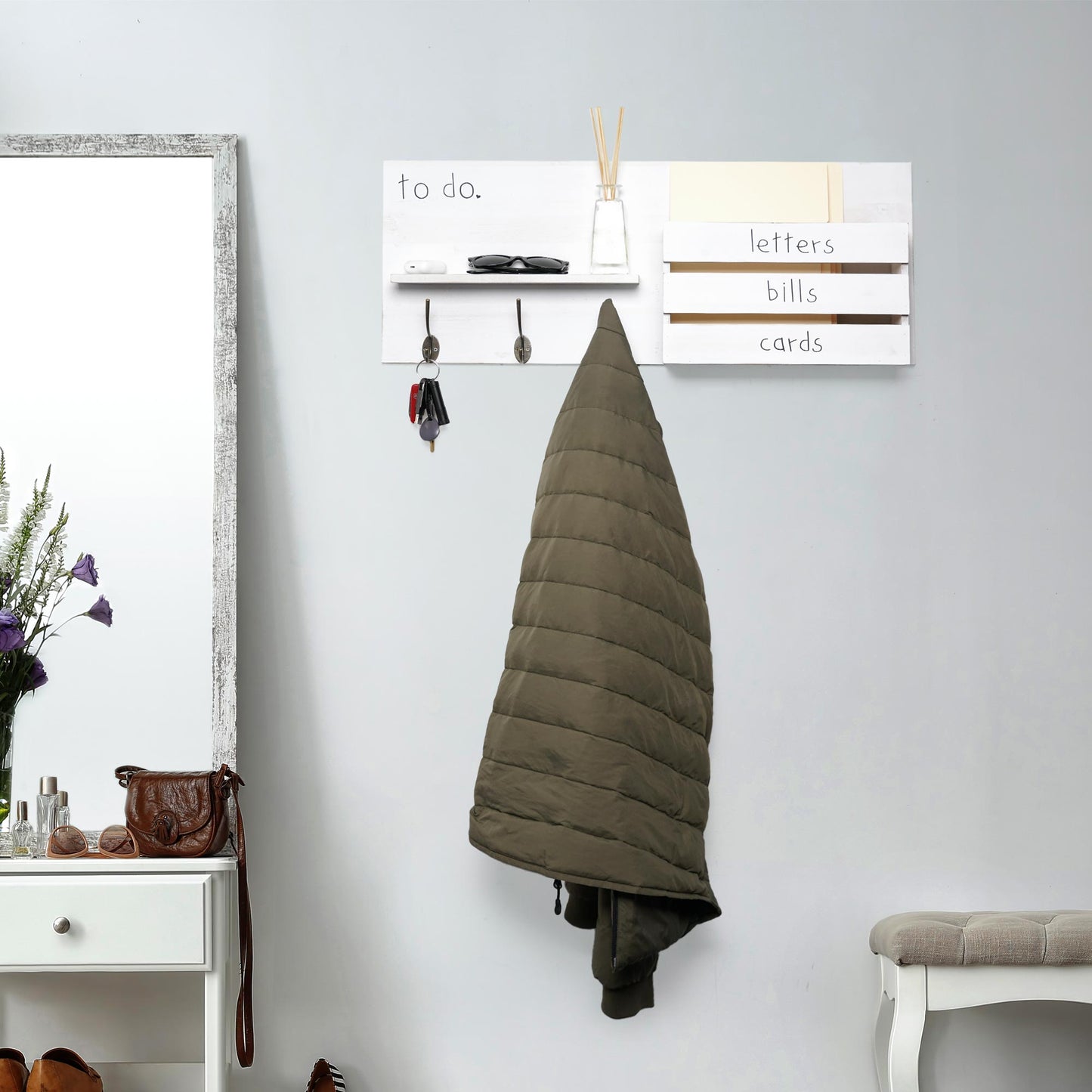 Addie Joy To Do Decorative Mail Organizer - Distressed White