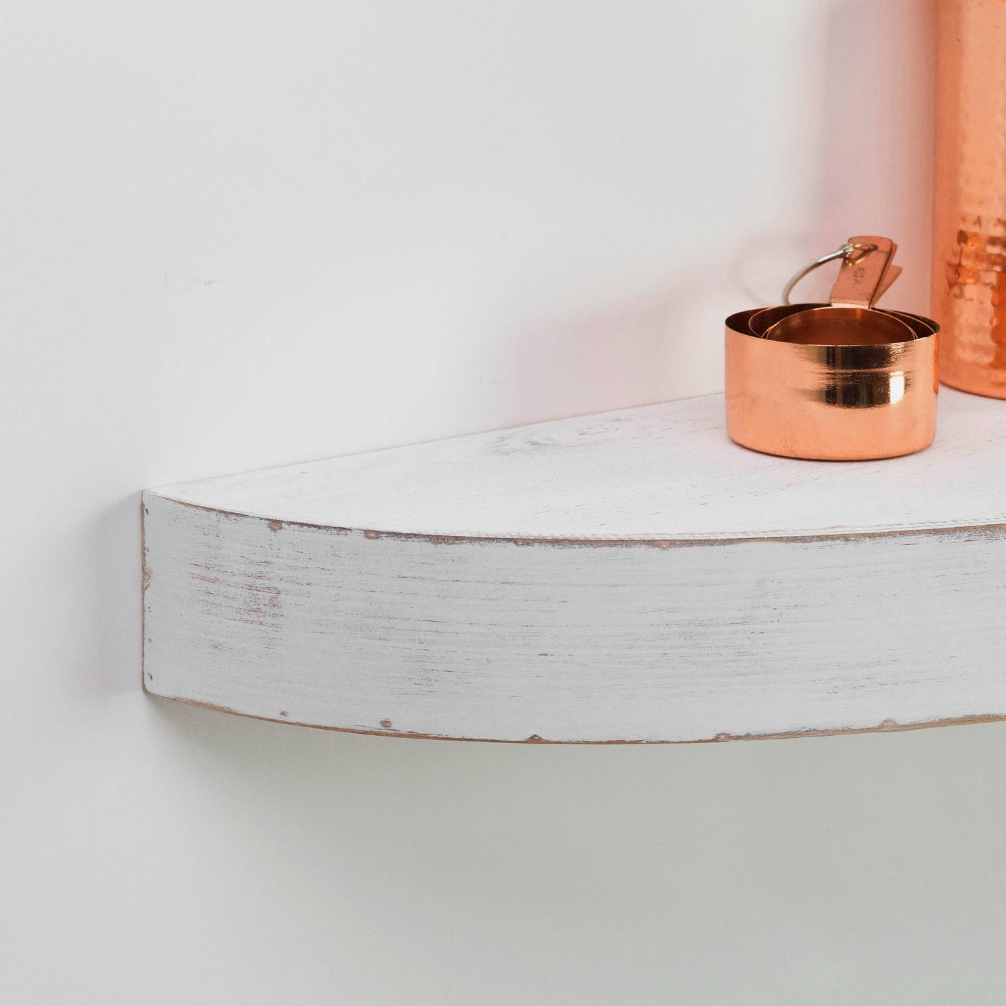 Large Round Wood Floating Wall Shelf - White