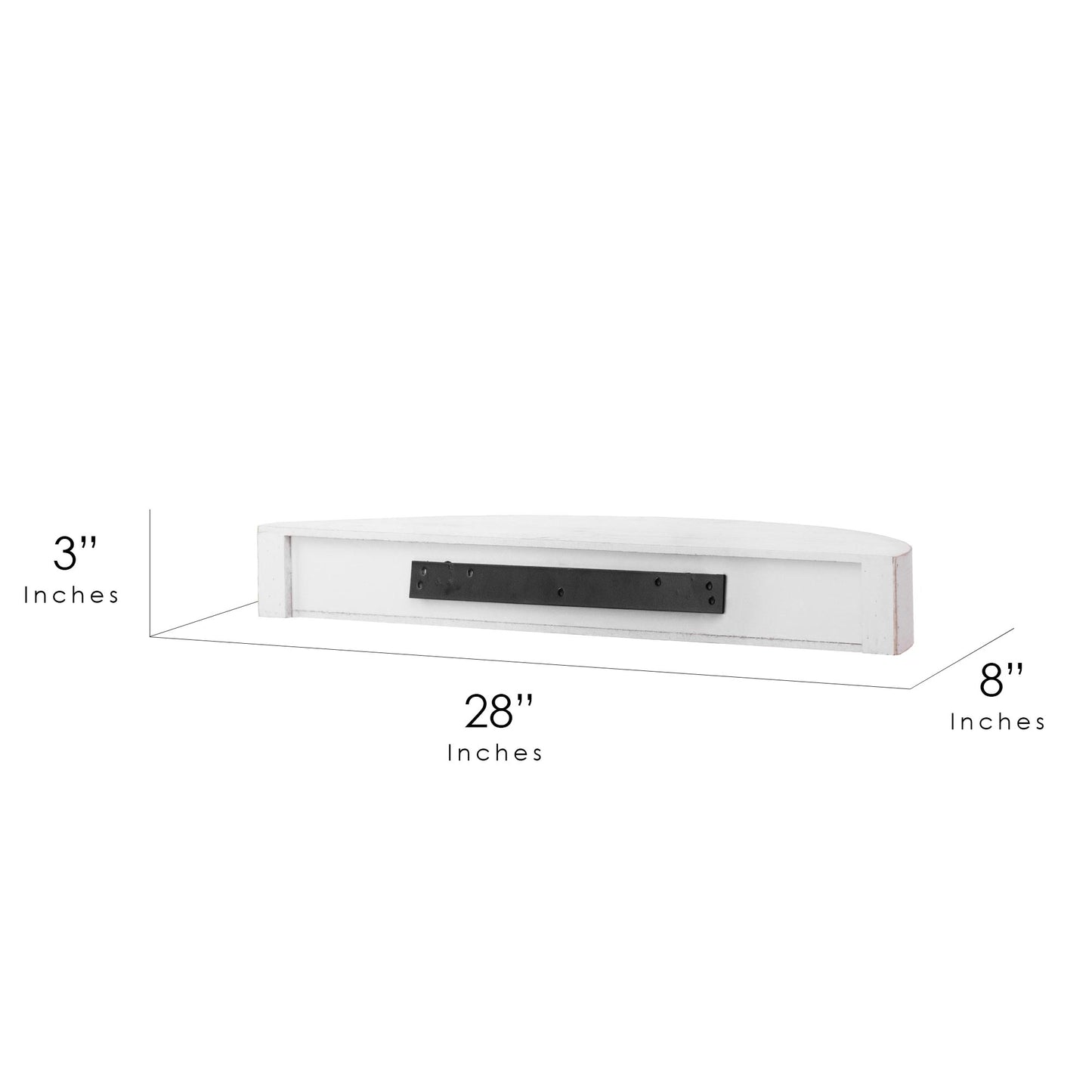 Small Round Wood Floating Wall Shelf - White