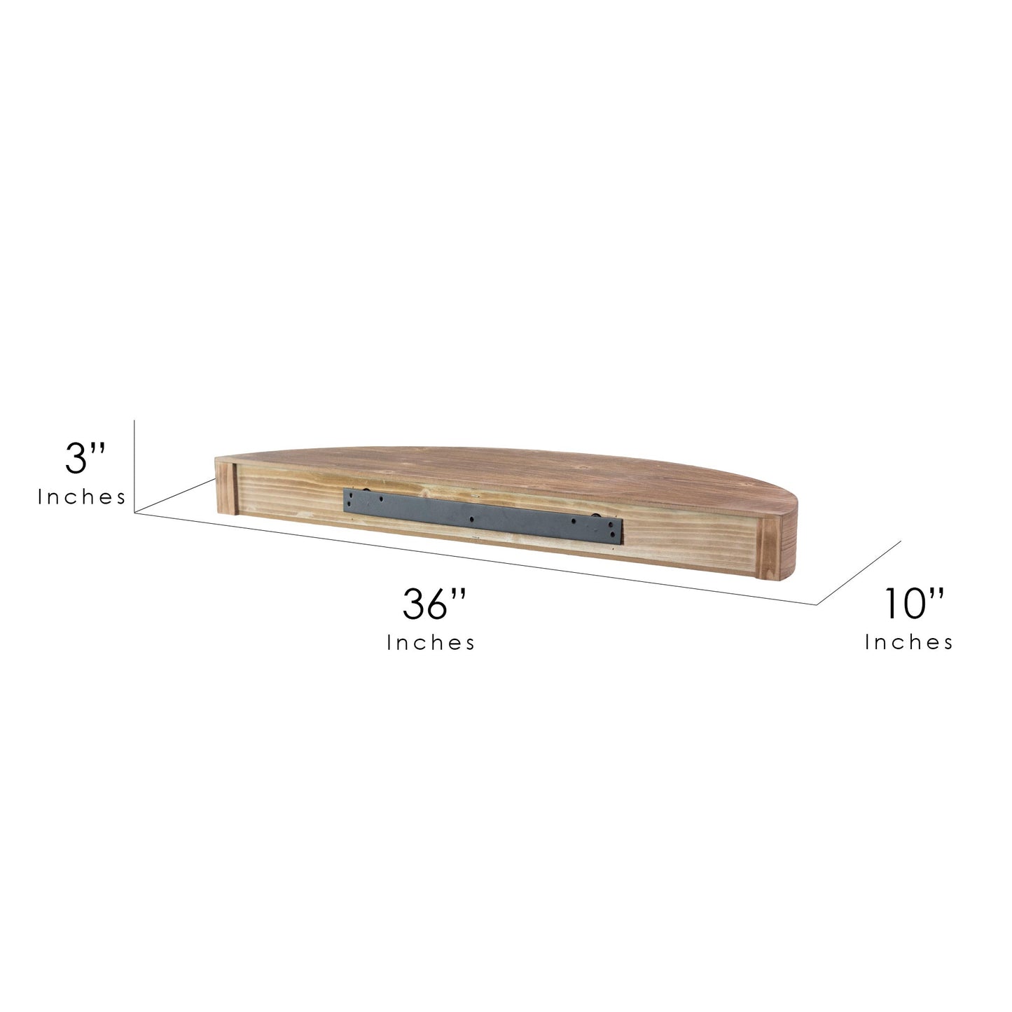 Large Round Wood Floating Wall Shelf - Brown