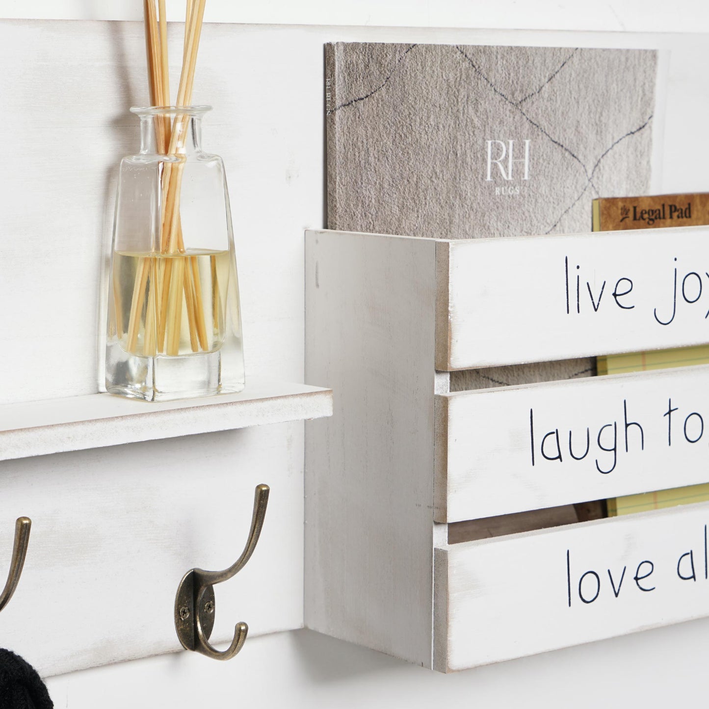 Addie Joy Family Decorative Mail Organizer - Distressed White