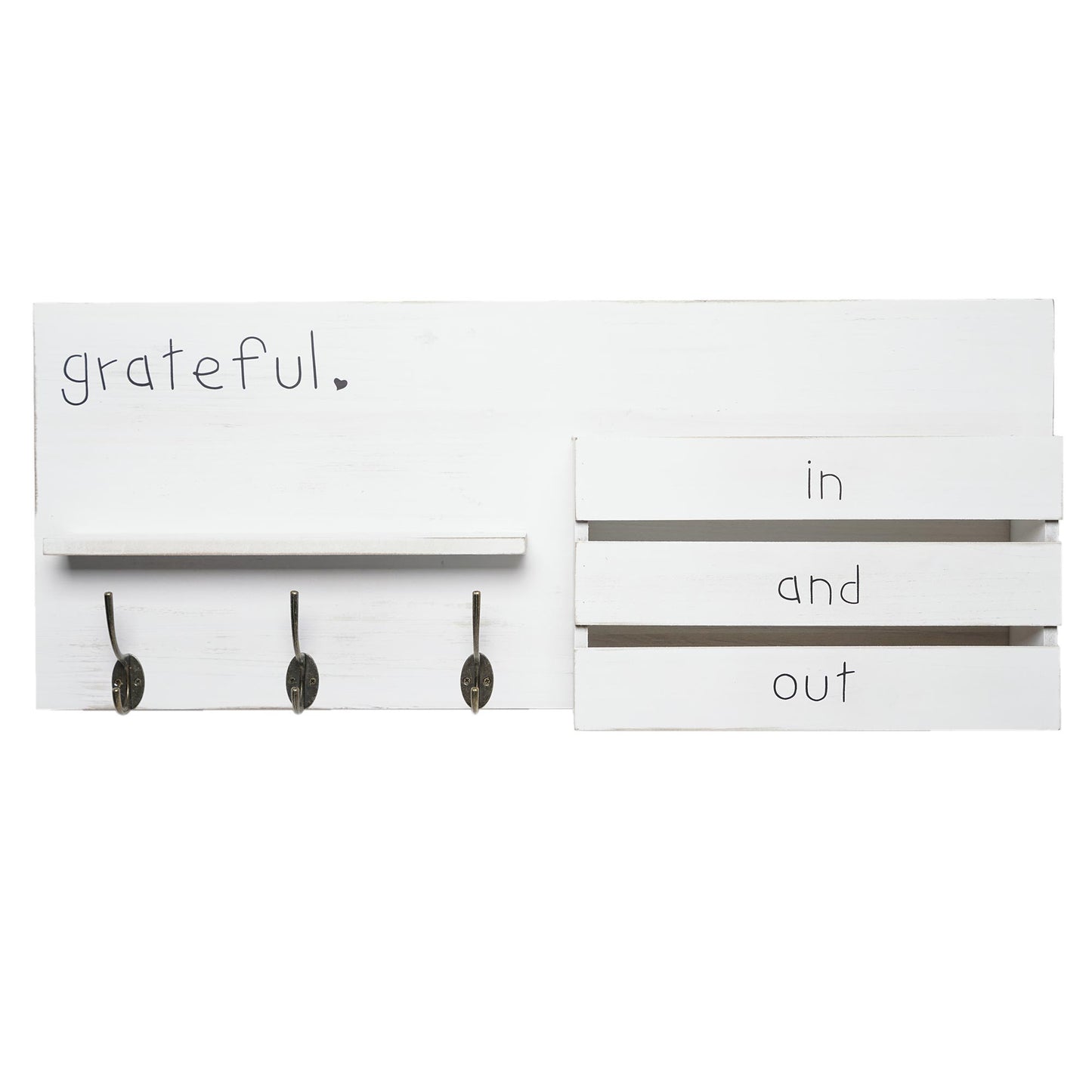 Addie Joy Grateful Decorative Mail Organizer - Distressed White