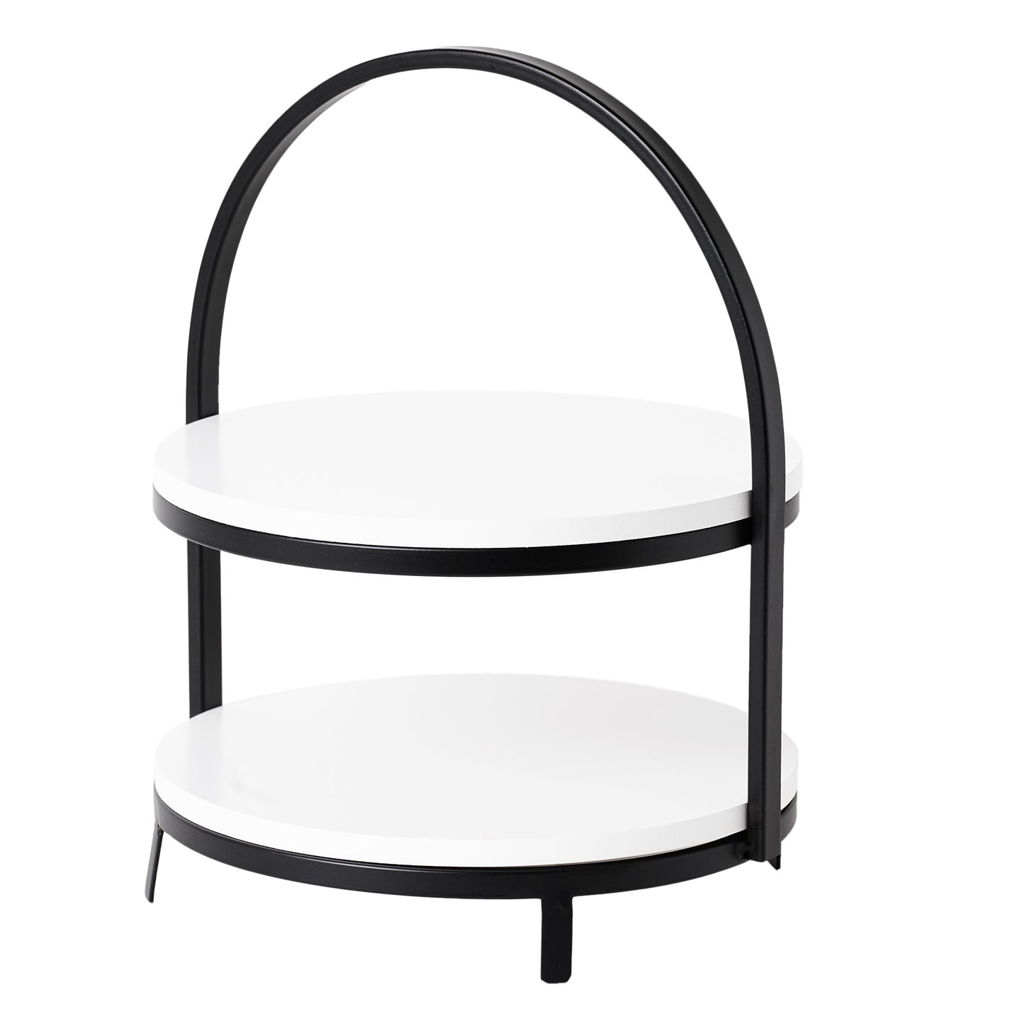 2-Tier White Wood Metal Storage Display Tray - 13.5"