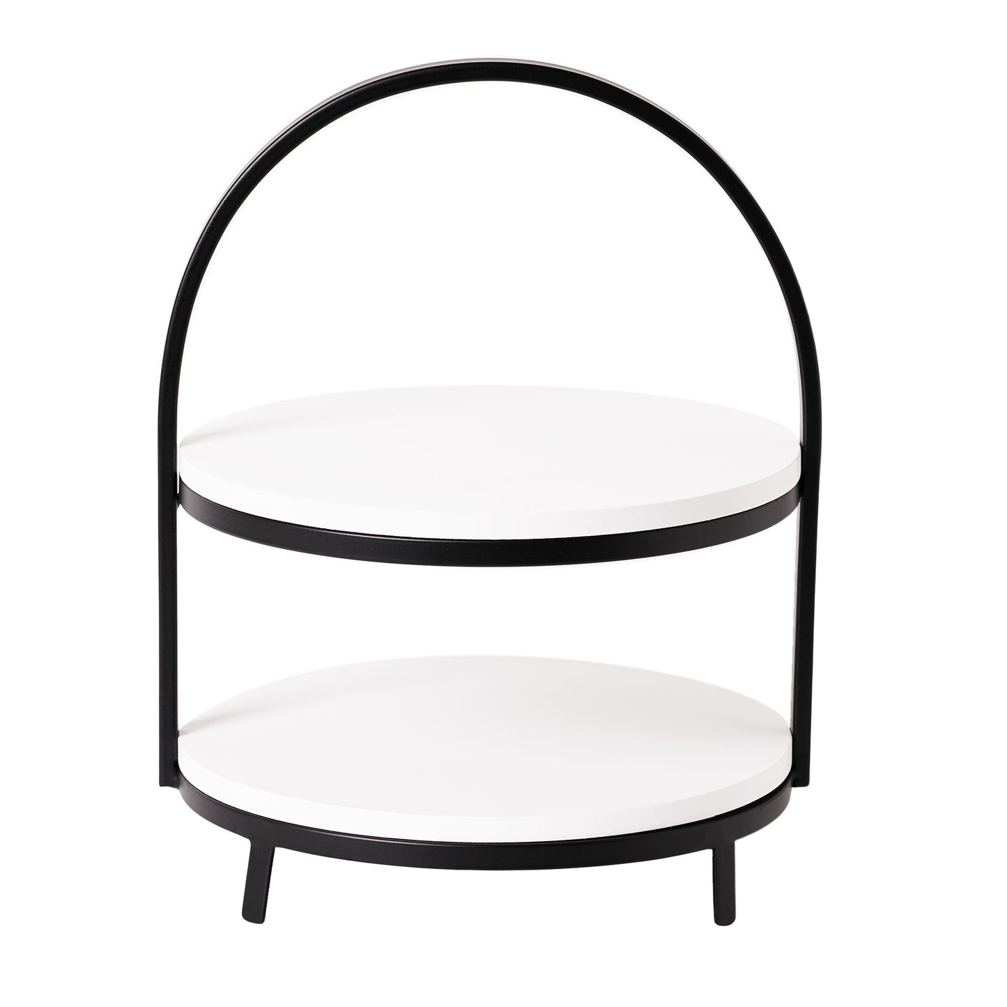 2-Tier White Wood Metal Storage Display Tray - 13.5"