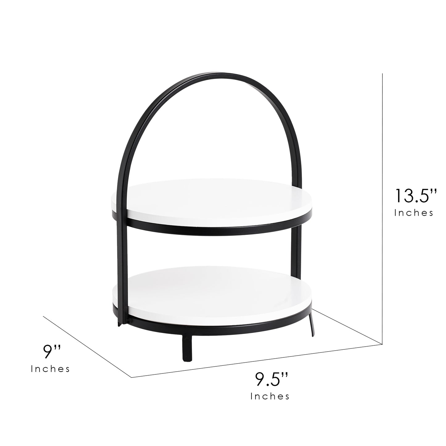 2-Tier White Wood Metal Storage Display Tray - 13.5"
