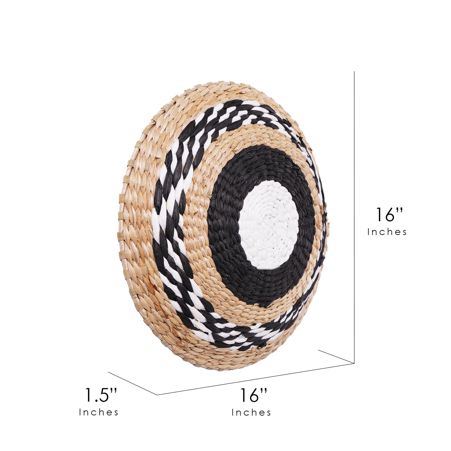Woven Seaweed Hanging Wall Accent Basket - Black, Natural, White (16")