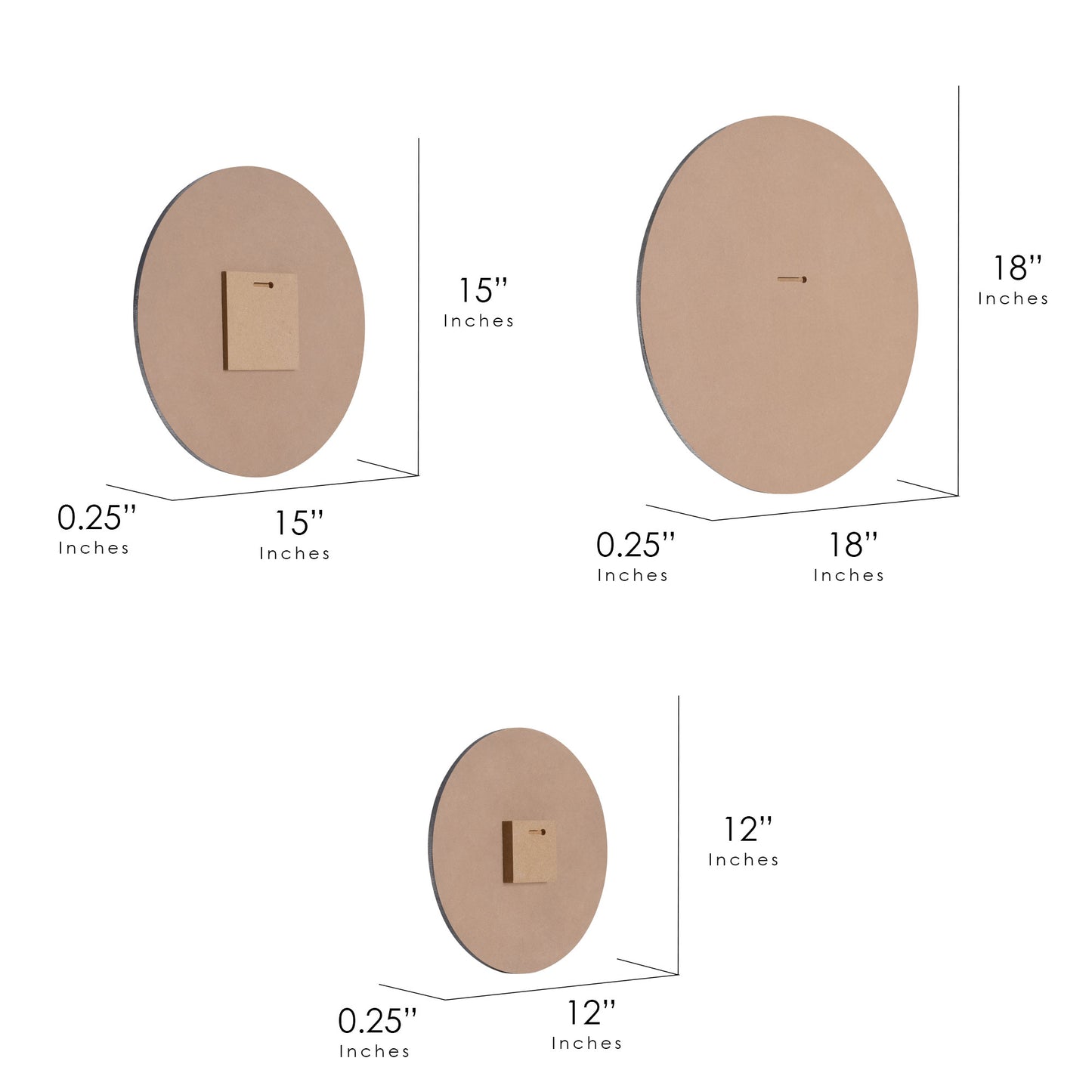 Contemporary Round Geometric Abstract 3-Piece Wall Decor Set - Dark Grey