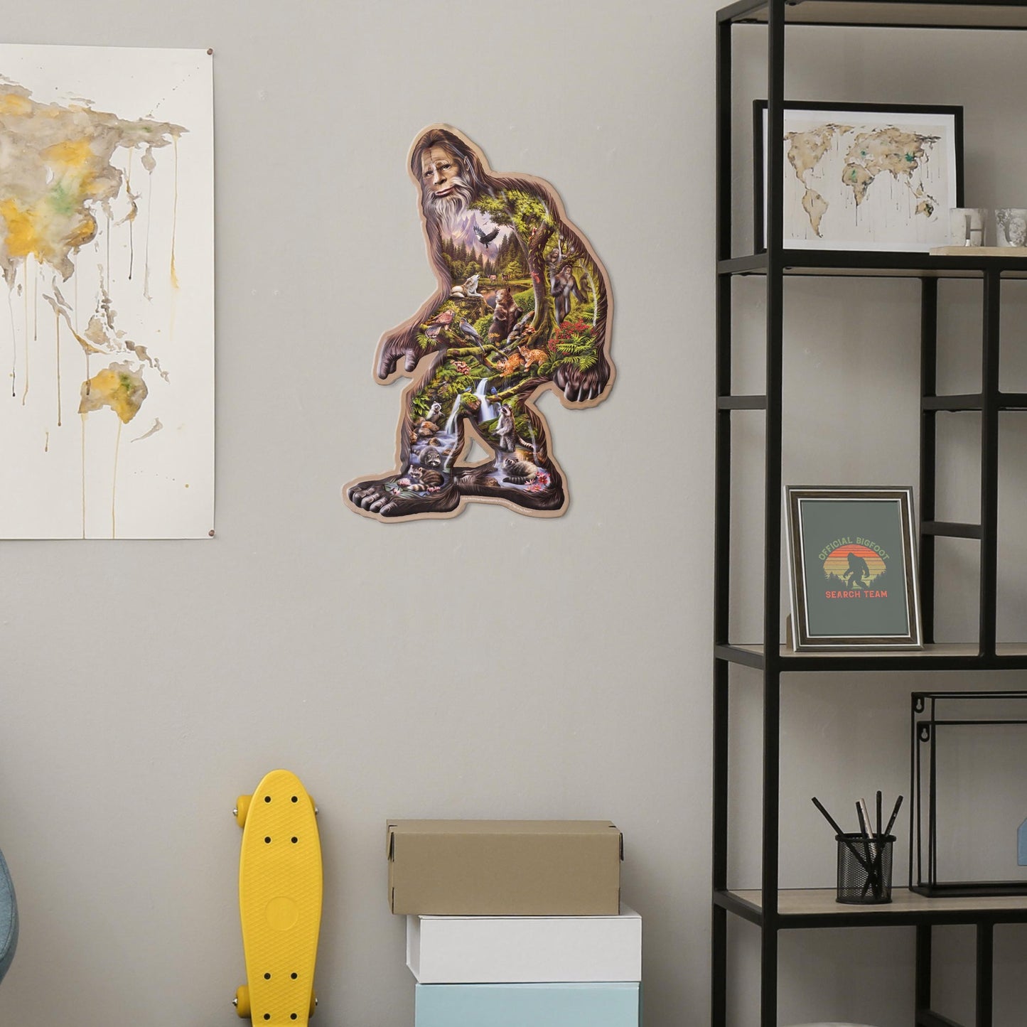 Bigfoot Collage Embossed Shaped Metal Sign - 19.5" x 12.9"