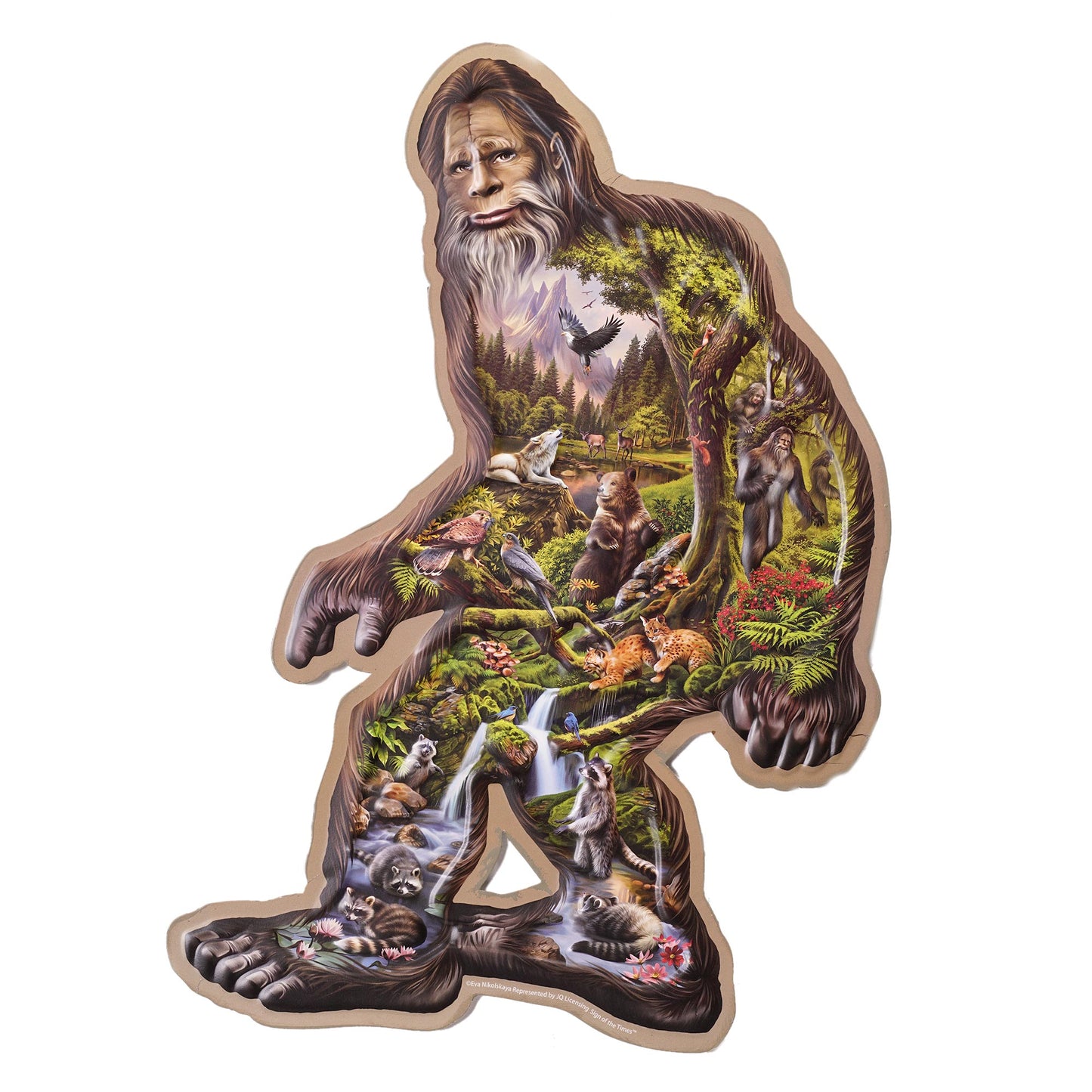 Bigfoot Collage Embossed Shaped Metal Sign - 19.5" x 12.9"