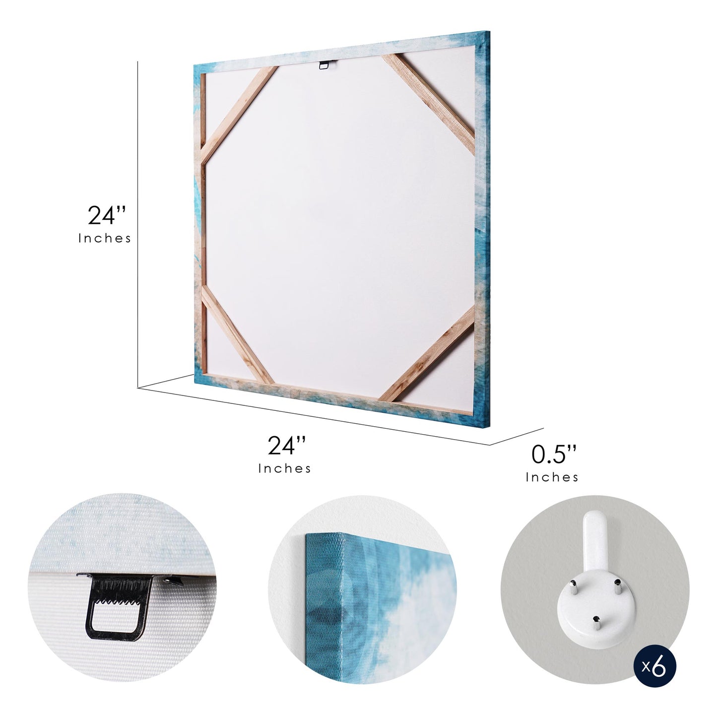 Beach Dark Blue Ocean Animal Angelfish Sea Turtle Octopus Jellyfish Canvas Art - 24" x 24"