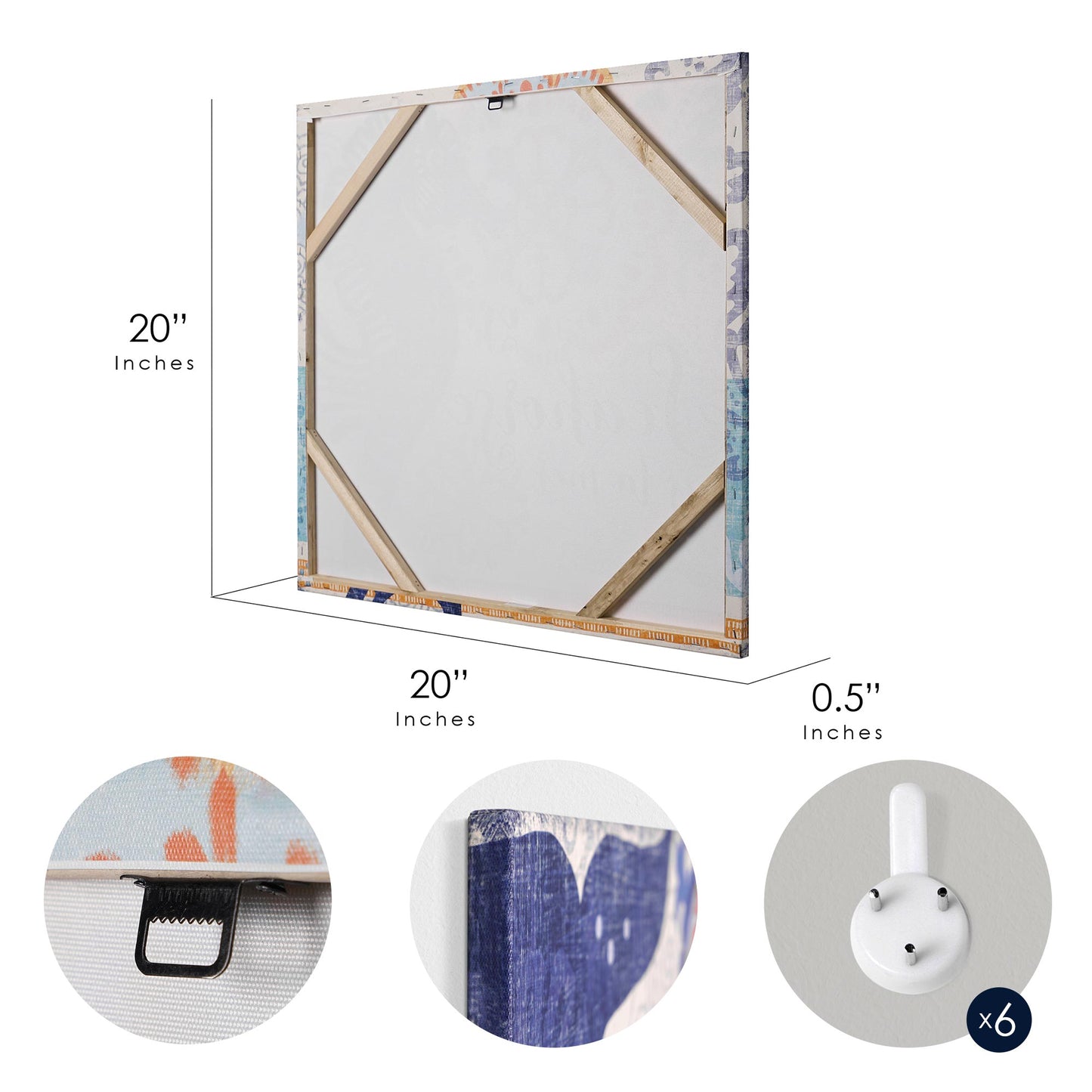 Coastal Ocean Whale Turtle Octopus Seahorse Nautical Beach Themed Canvas Art - 20" x 20"