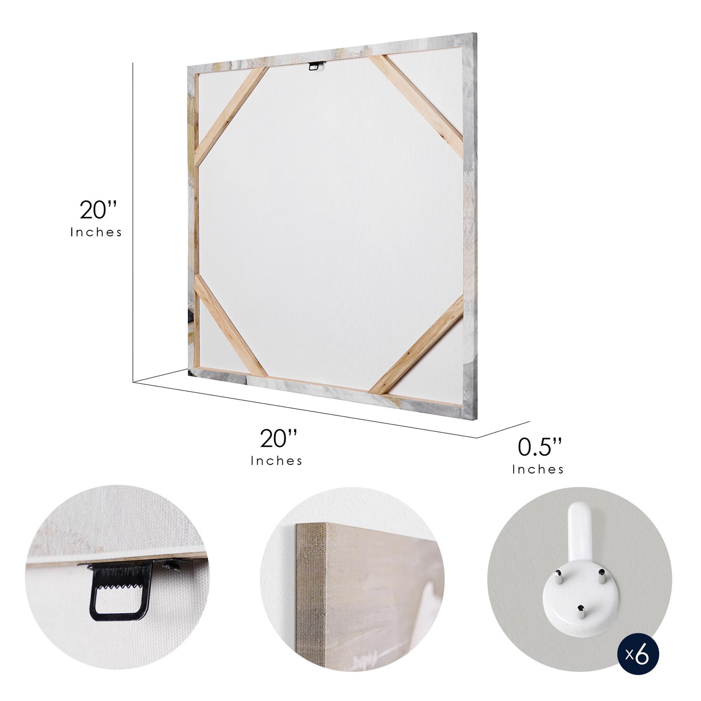 White Floral Canvas Wall Art Print Set of 3 - 20" x 20"