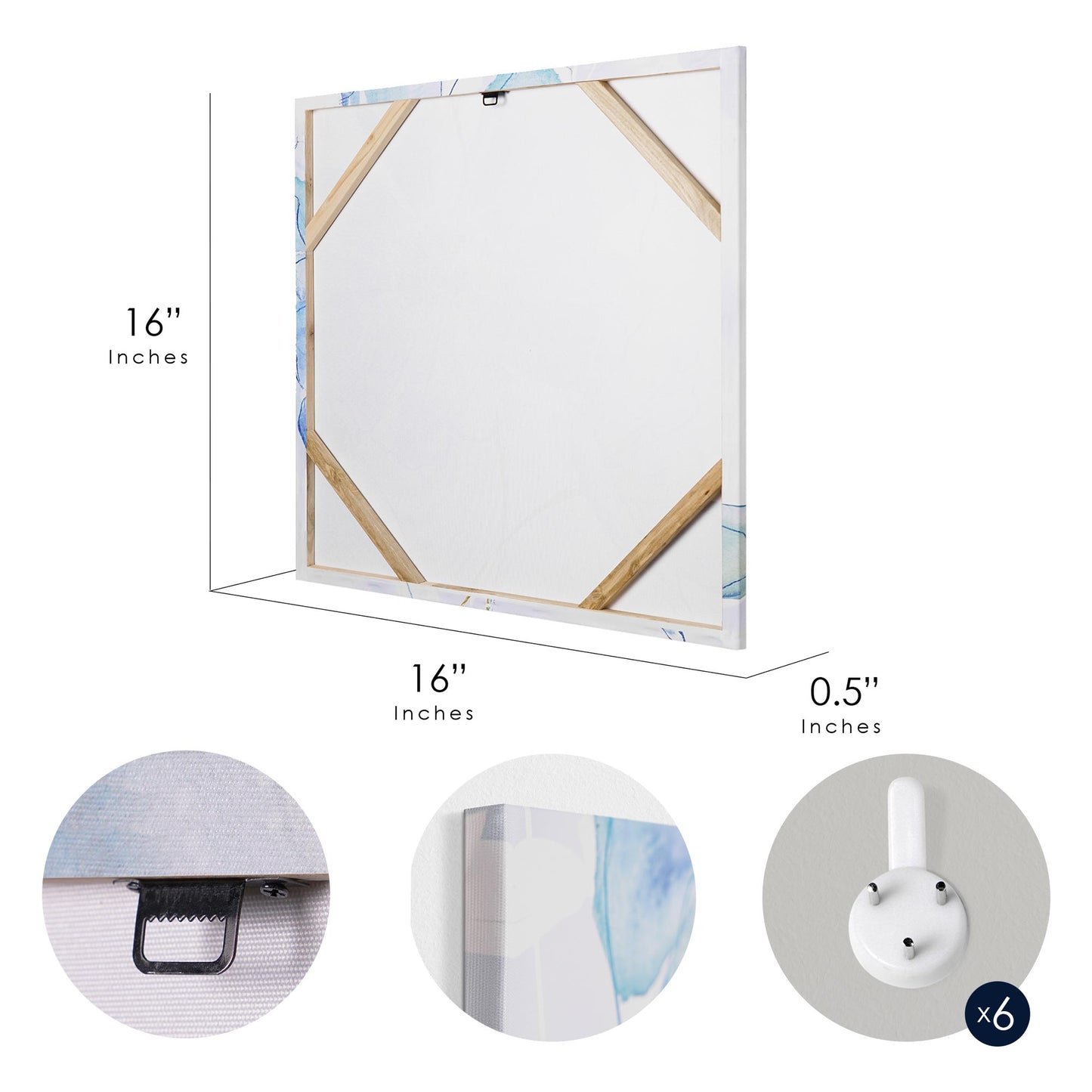 Blue Spring Poppy Canvas Wall Art Print Set of 3 - 16" x 16"