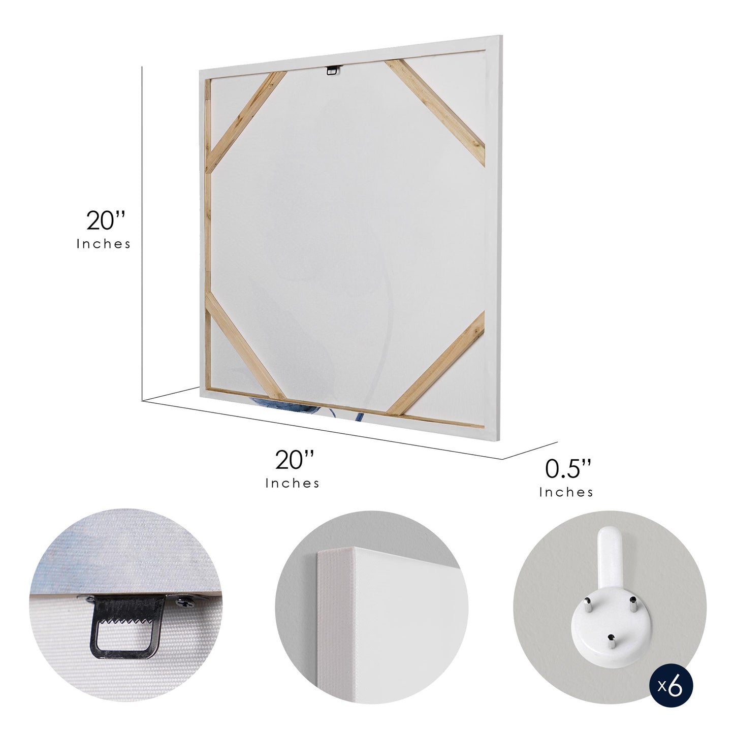 Indigo Bloom Canvas Wall Art Print Set of 3 - 20" x 20"