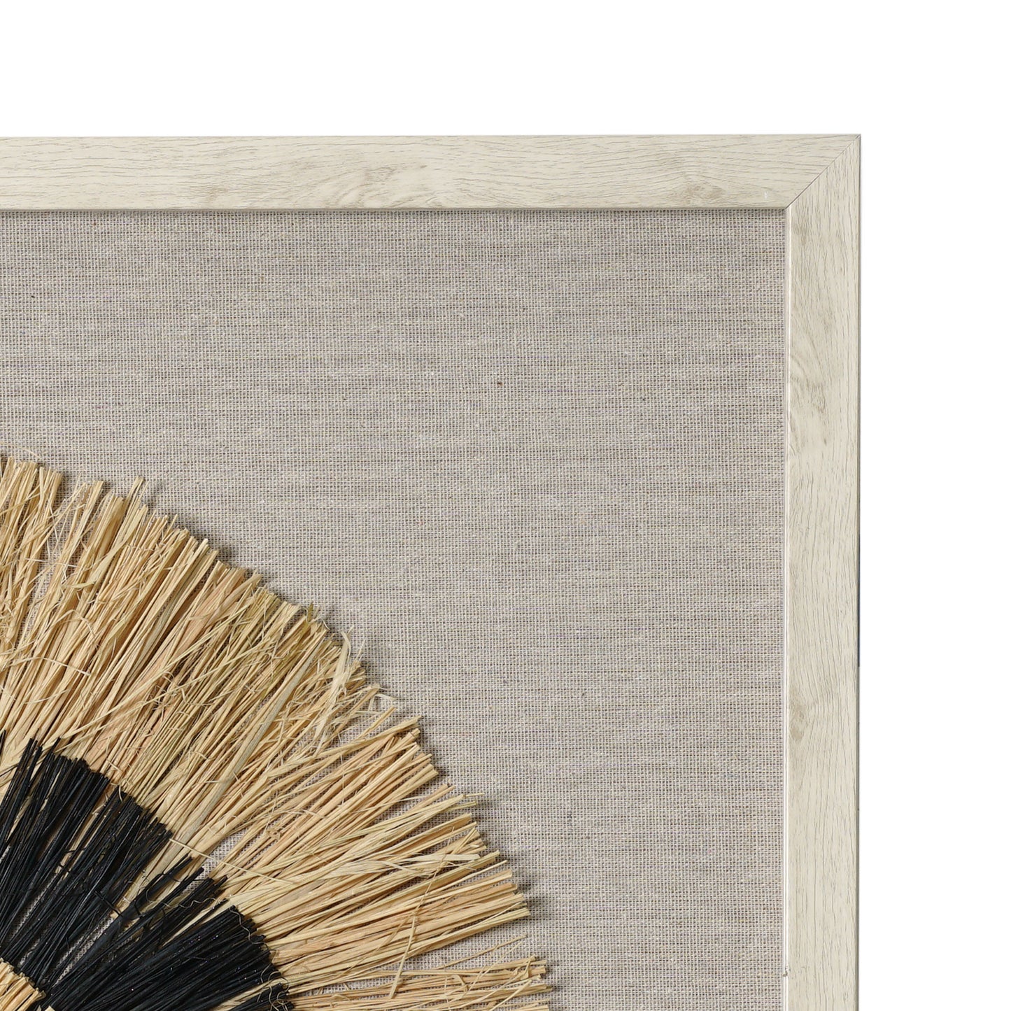 Handmade Framed Natural Straw and Linen Wall Art Decor - 23.5" x 23.5"