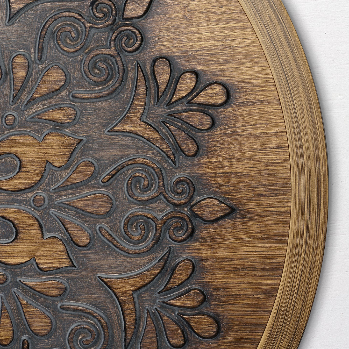 Boho Rustic Farmhouse Wood Framed Wall Medallion - Brown, Grey (17")