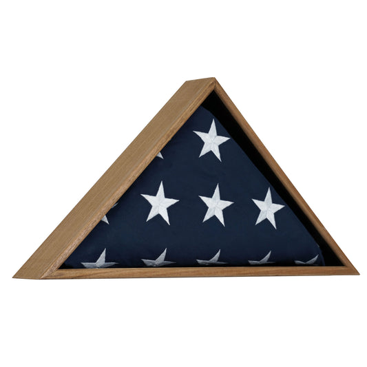 Oak Wood Wall Flag Display Case - 13" H x 26.5" L x 3.25" D