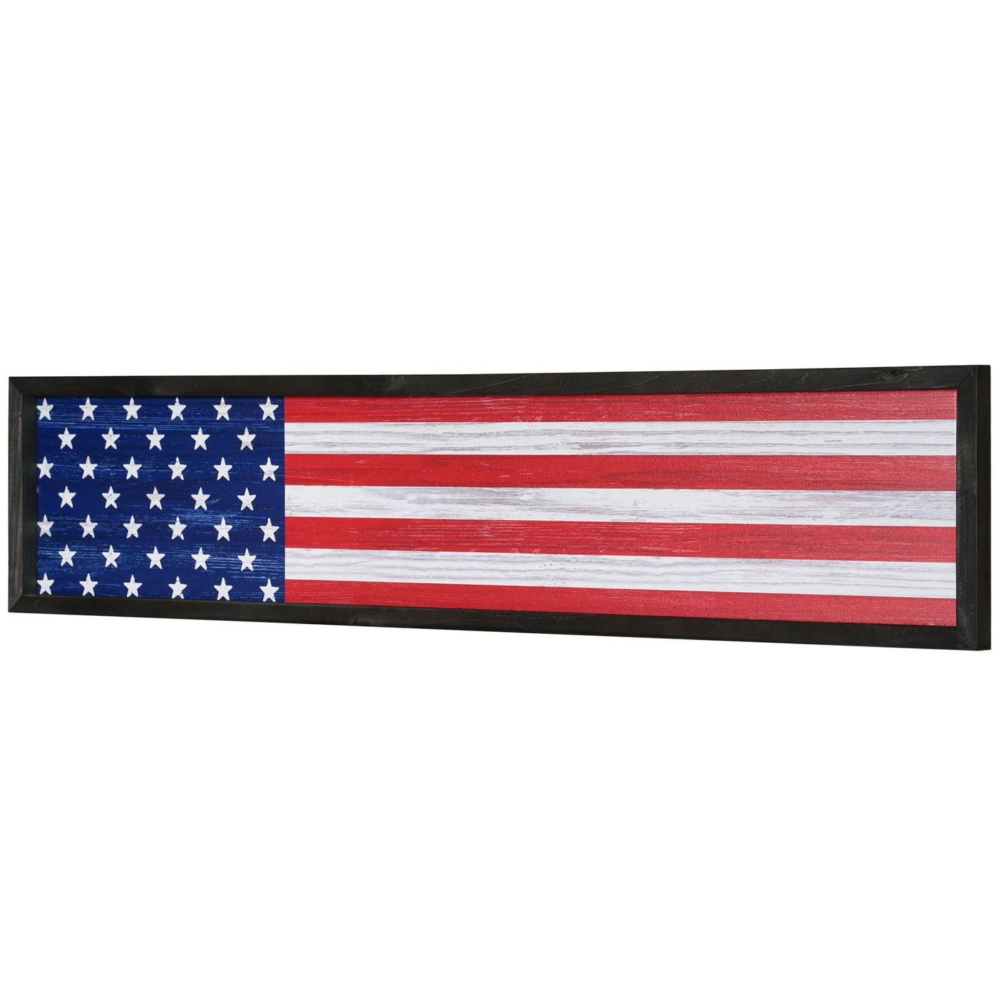 American Flag Wood Novelty Wall Sign - 36" x 8"