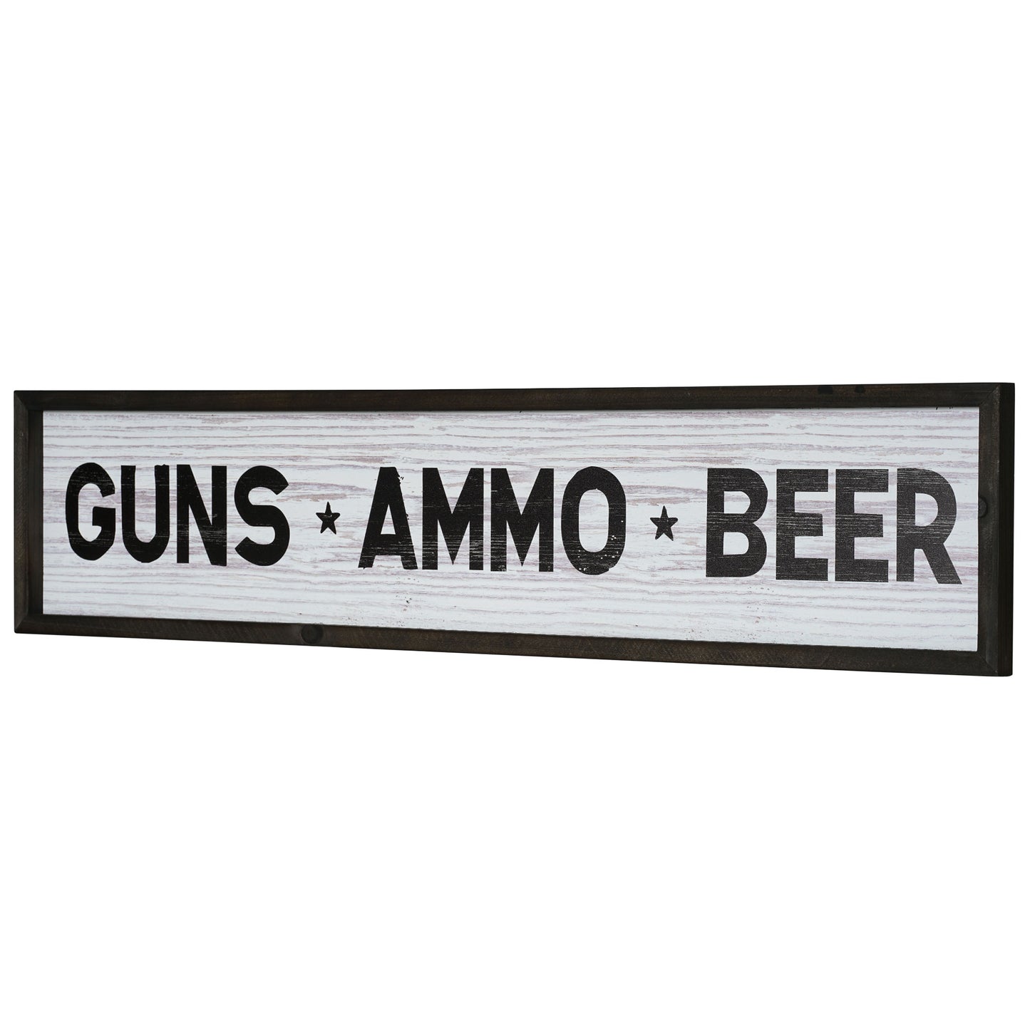 Guns, Ammo, Beer Wood Novelty Wall Sign - 36" x 8"