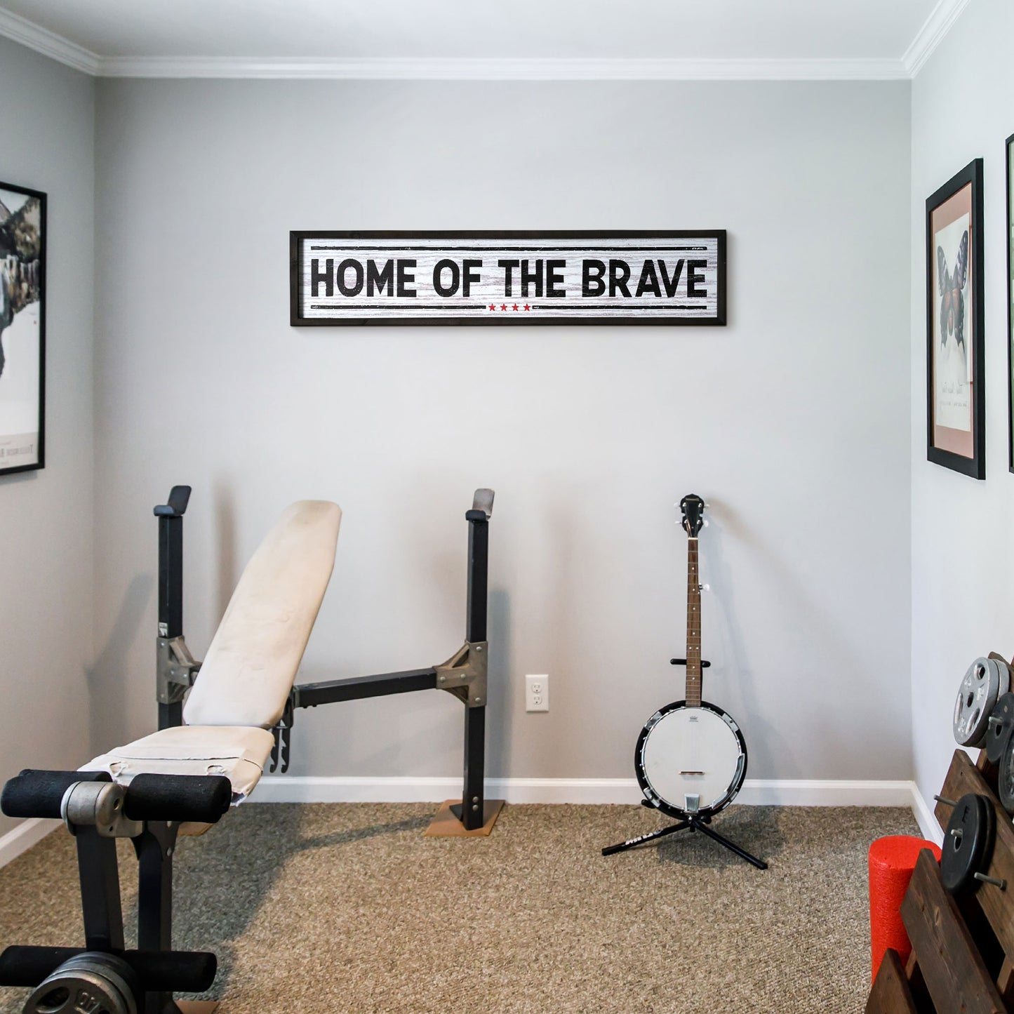Home Of The Brave Wood Novelty Wall Sign - 36" x 8"