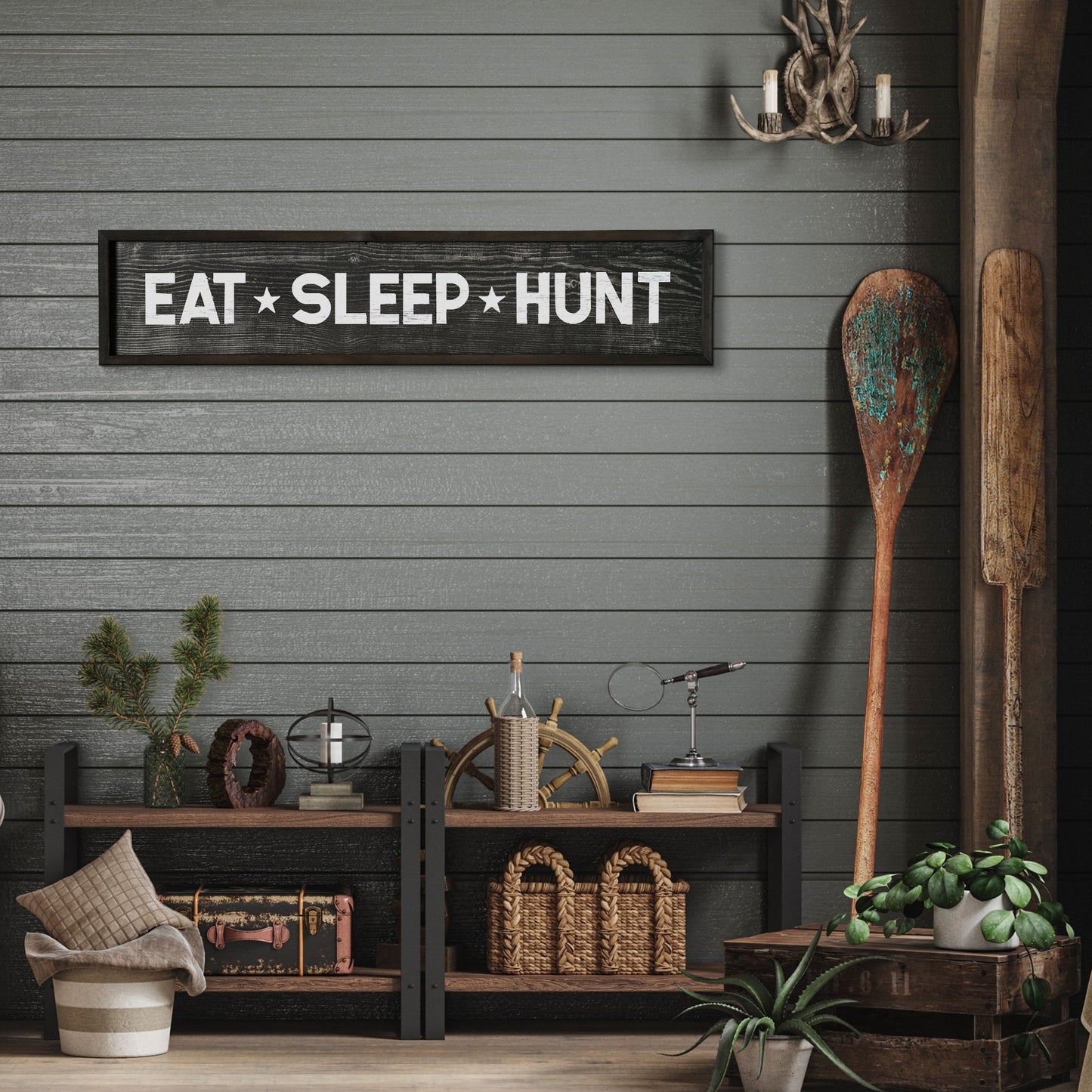 Eat, Sleep, Hunt Wood Novelty Wall Sign - 36" x 8"