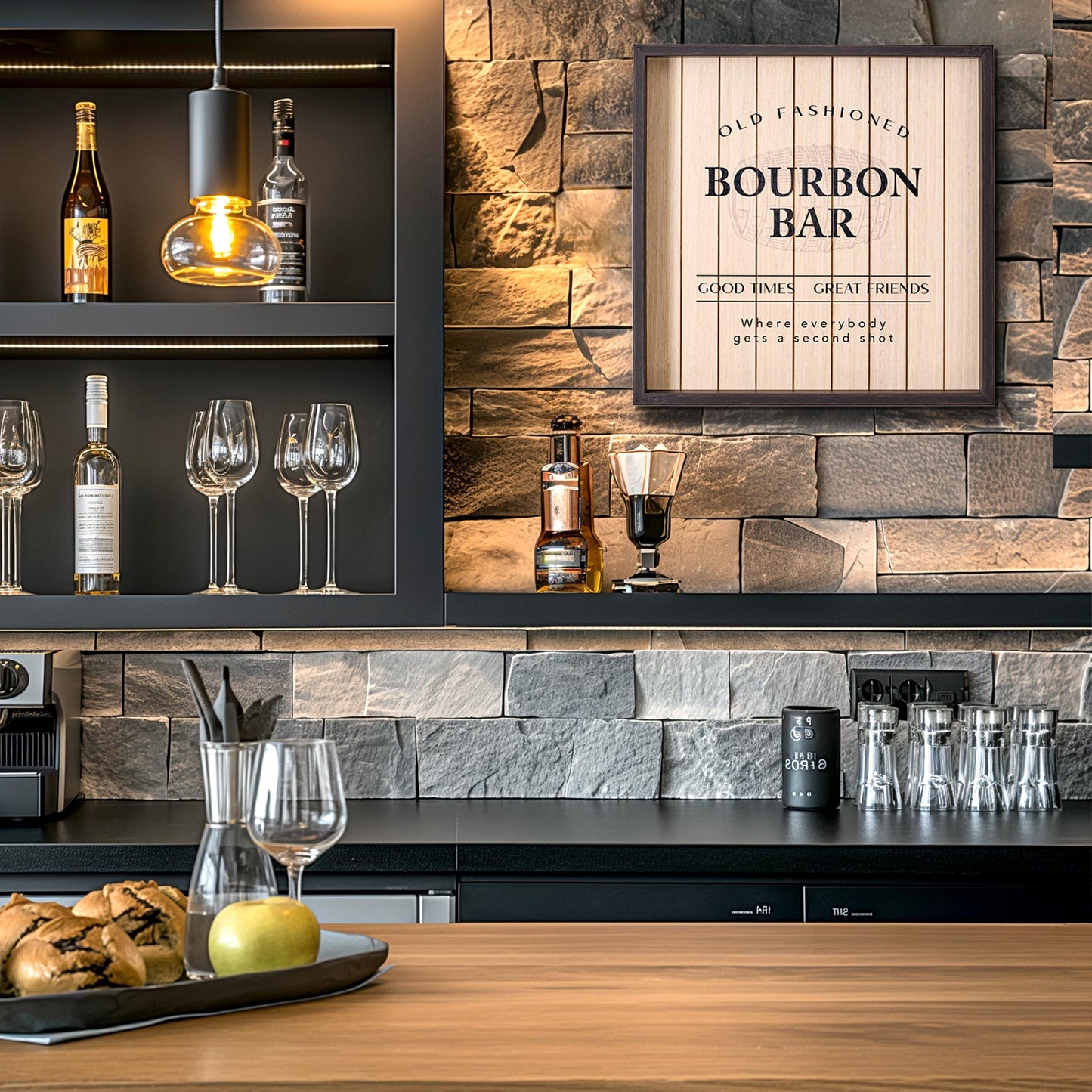 Framed Good Times Bourbon Bar Wall Decor
