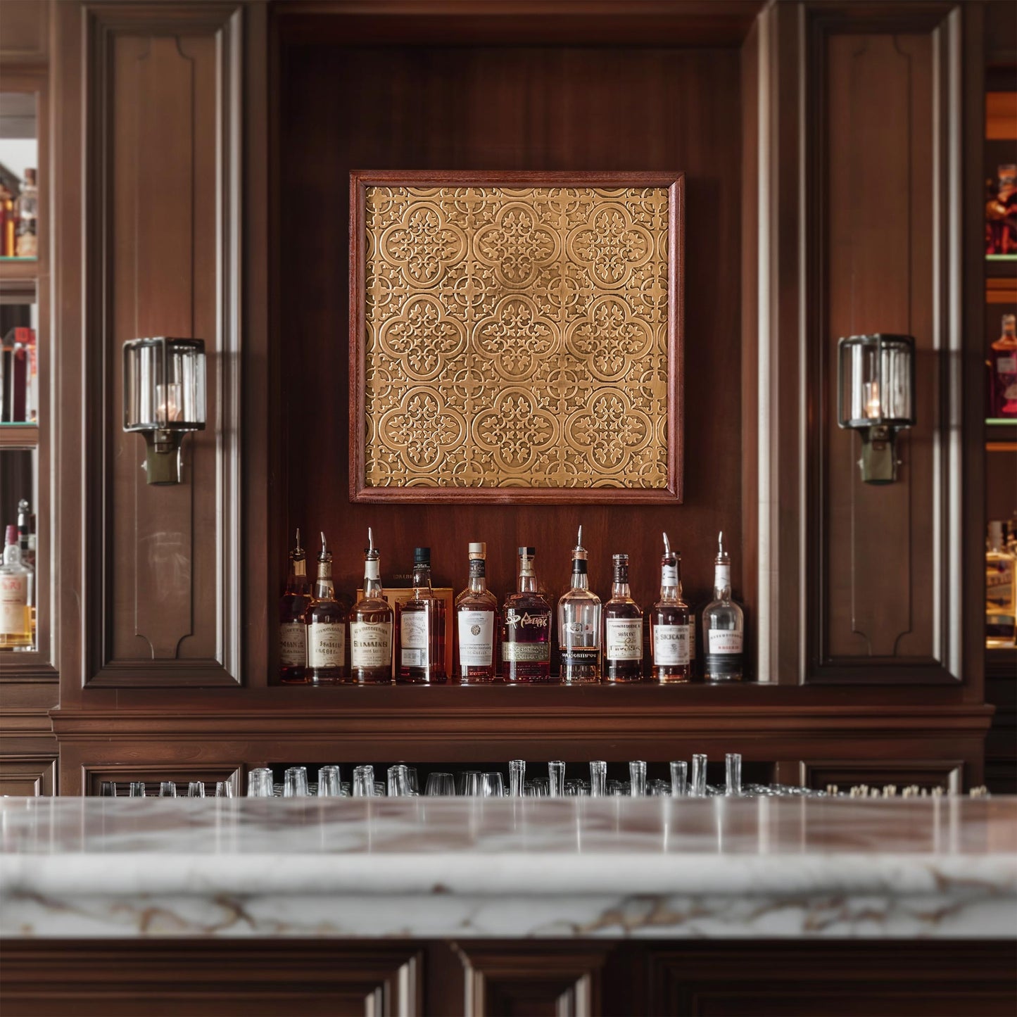Framed Decorative Bar Ceiling Tile in Gold