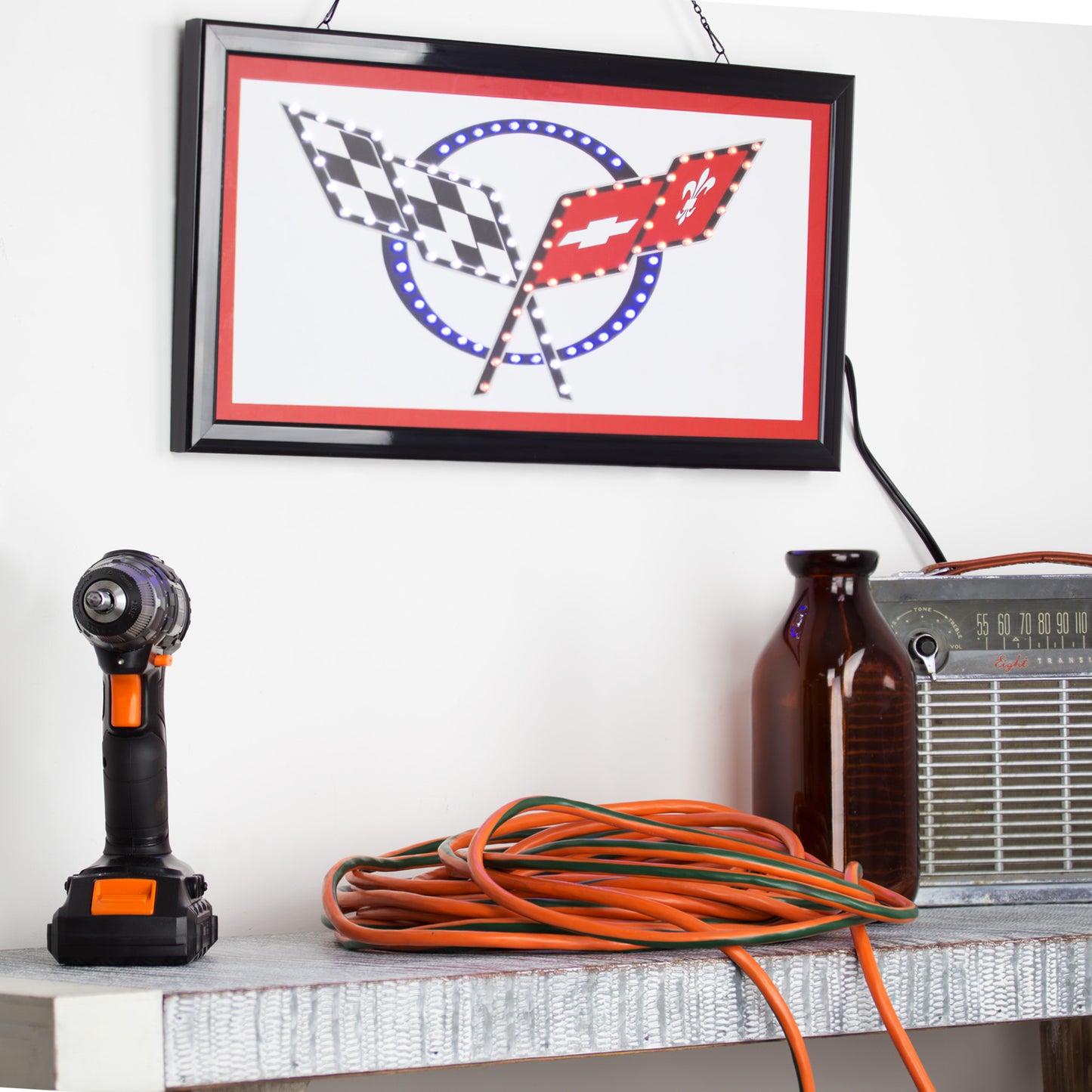 Chevrolet Corvette Logo Framed LED Sign