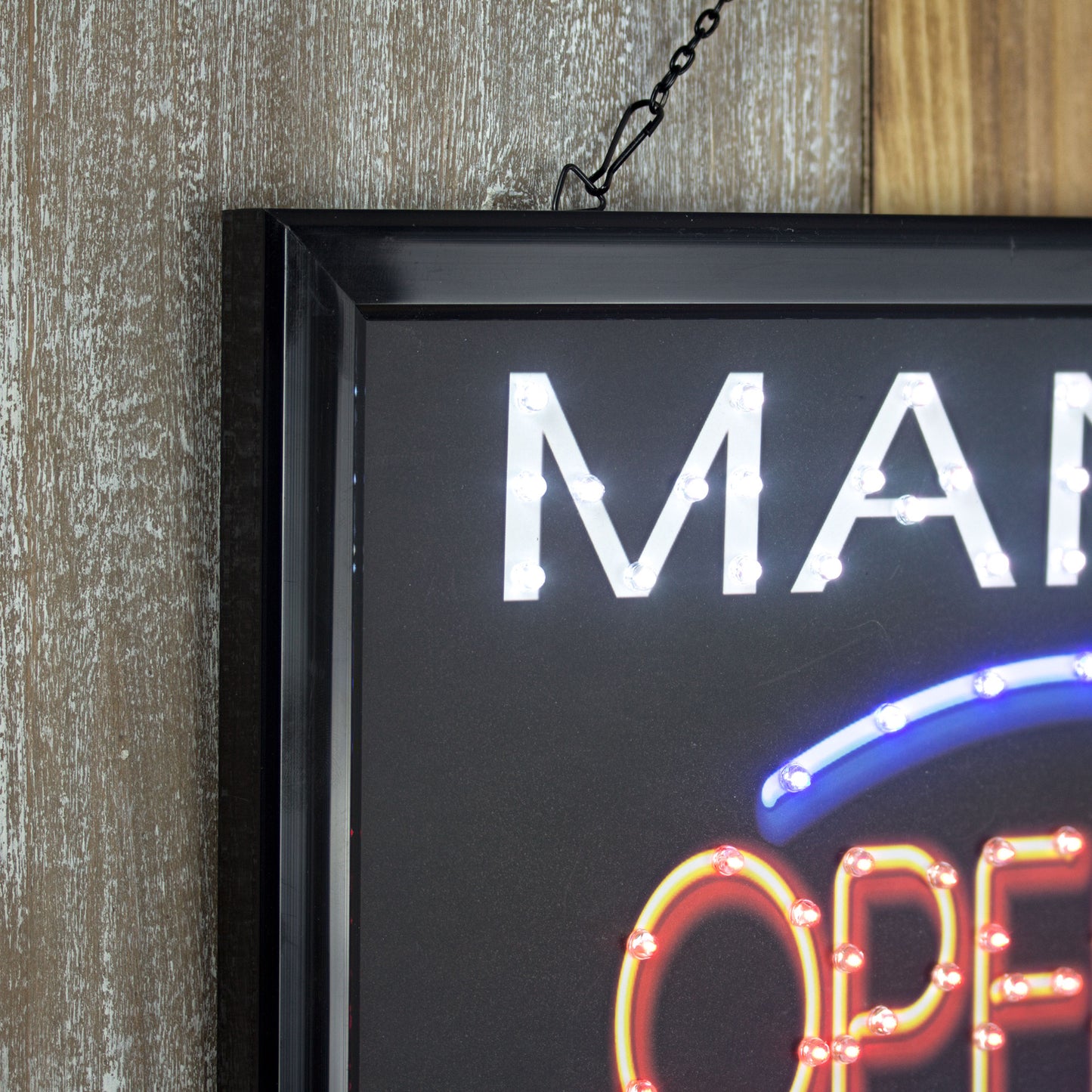 Man Cave Open 24/7 Framed LED Sign