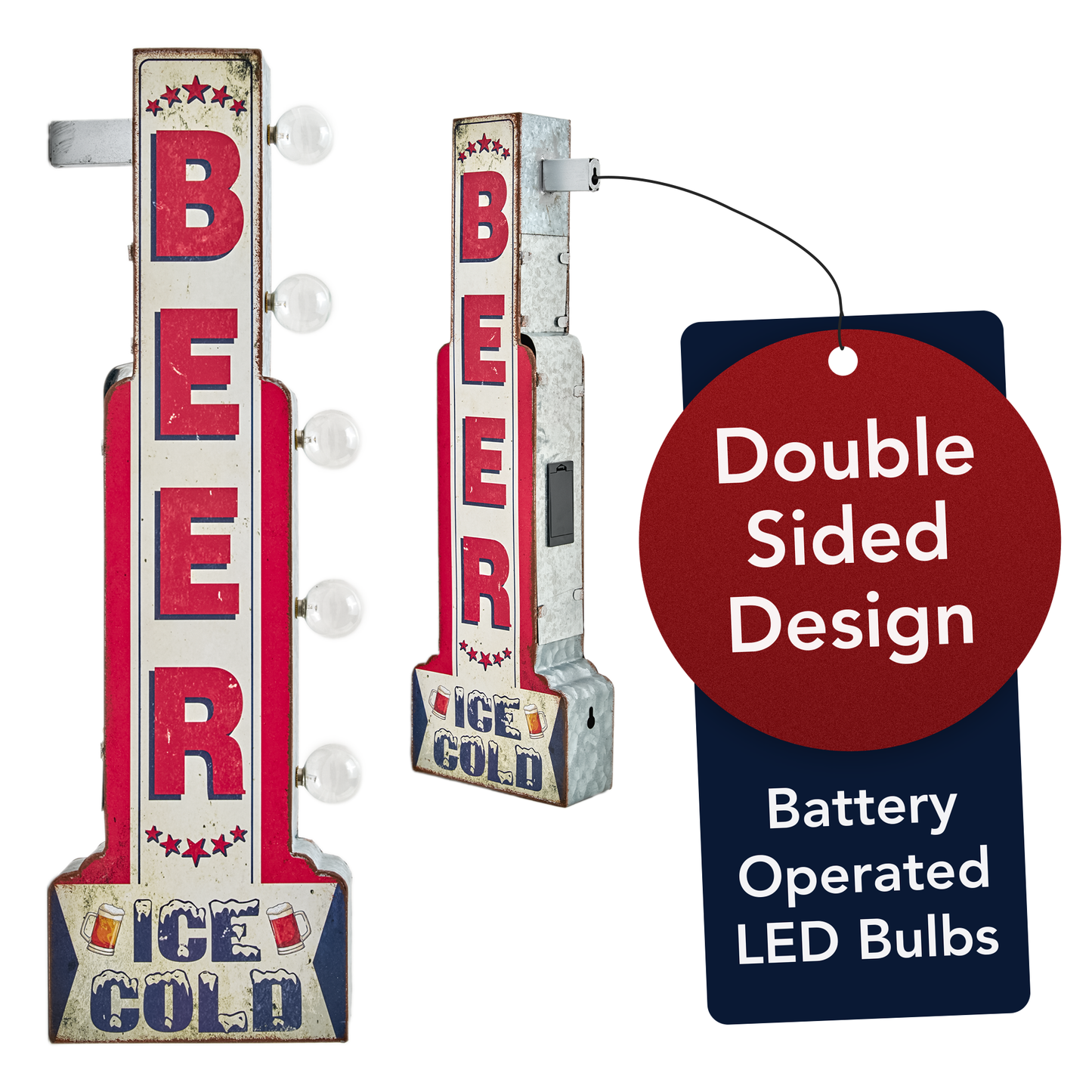 Metal LED Ice Cold Beer Marquee Sign