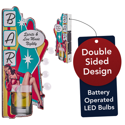 Metal LED Bar Spirits and Live Music Nightly Marquee Sign